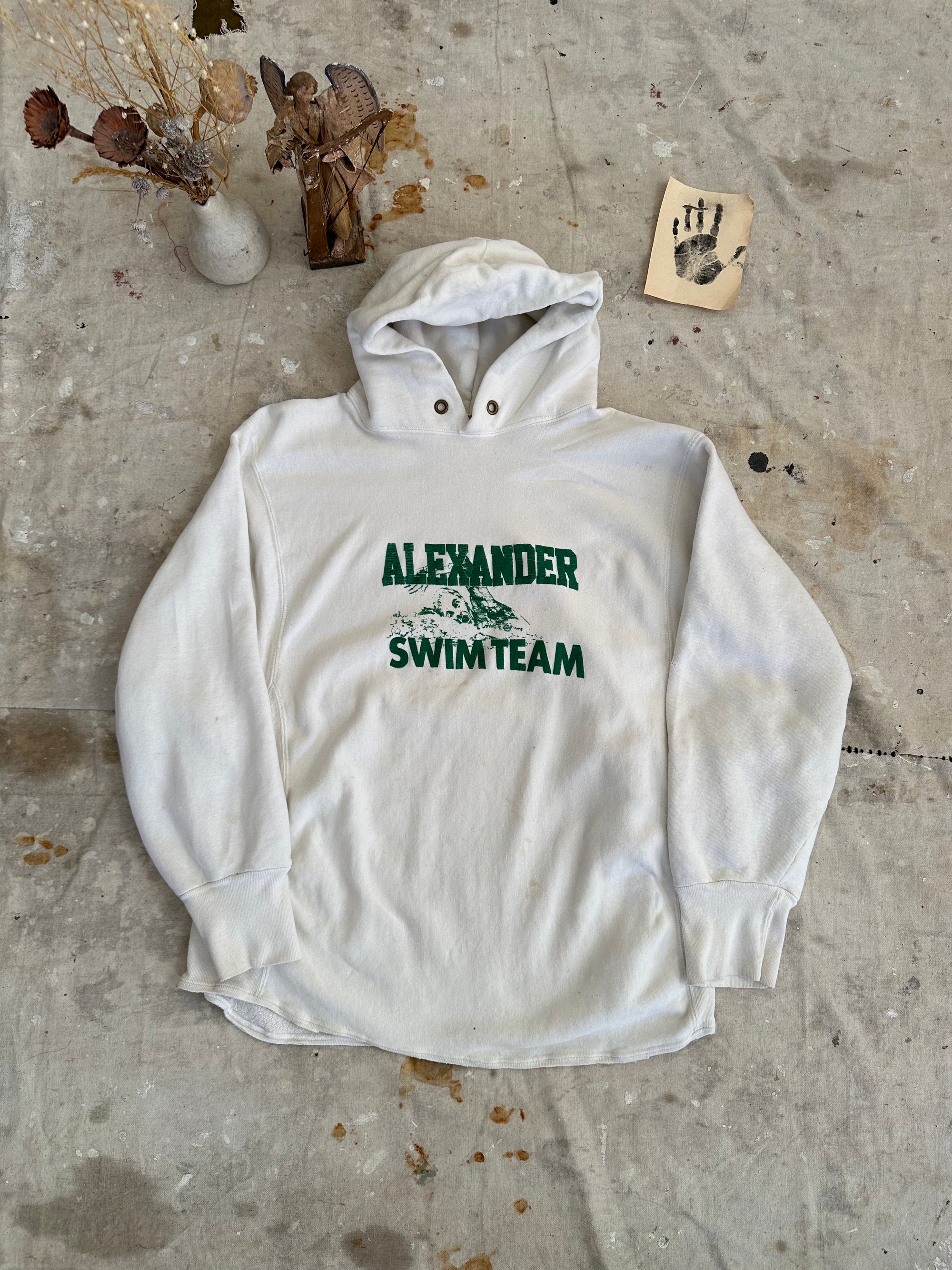 1980s Stained Made in the USA Reverse Weave Swim Team Hoodie