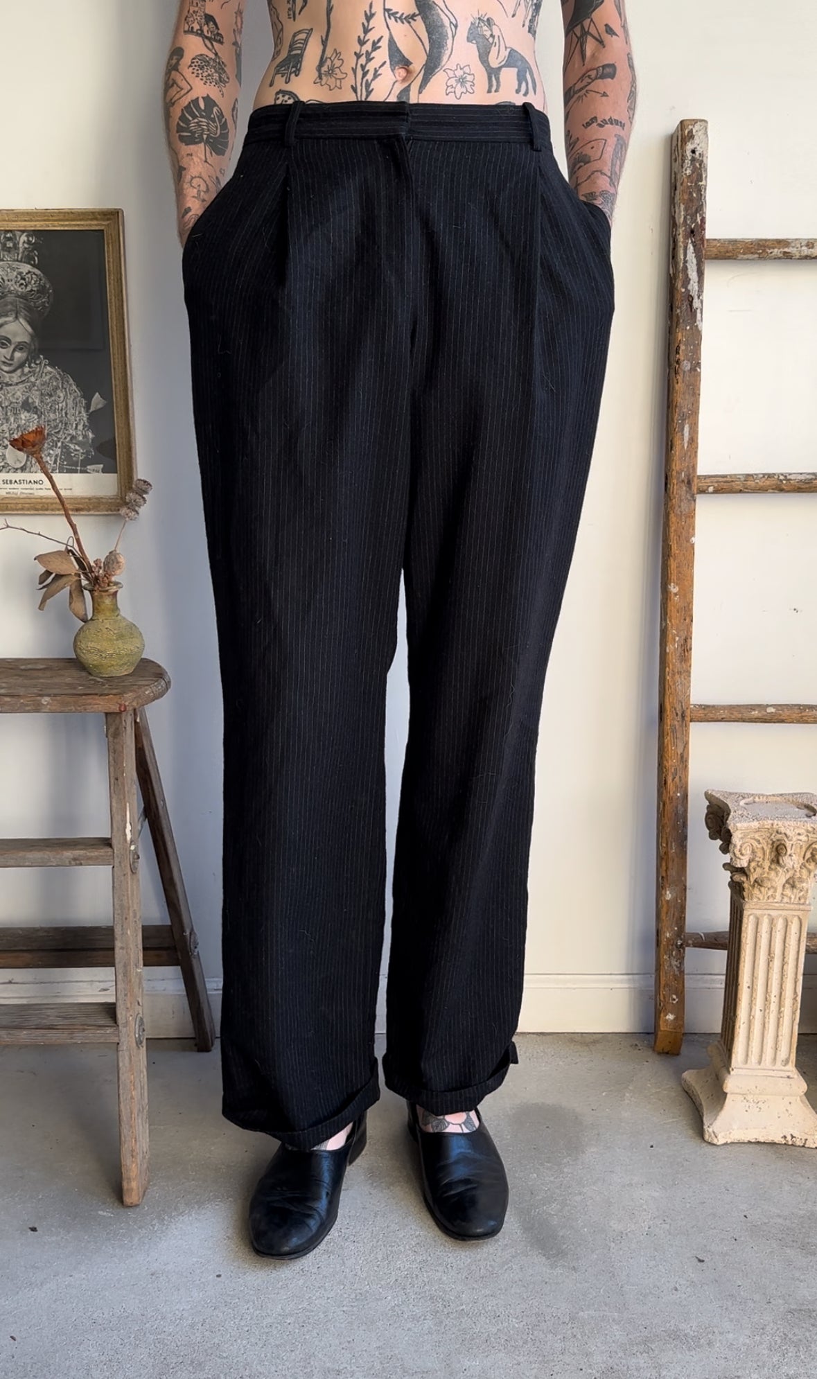 1990s Pinstripe Saint Laurent Trousers (31 x 33)