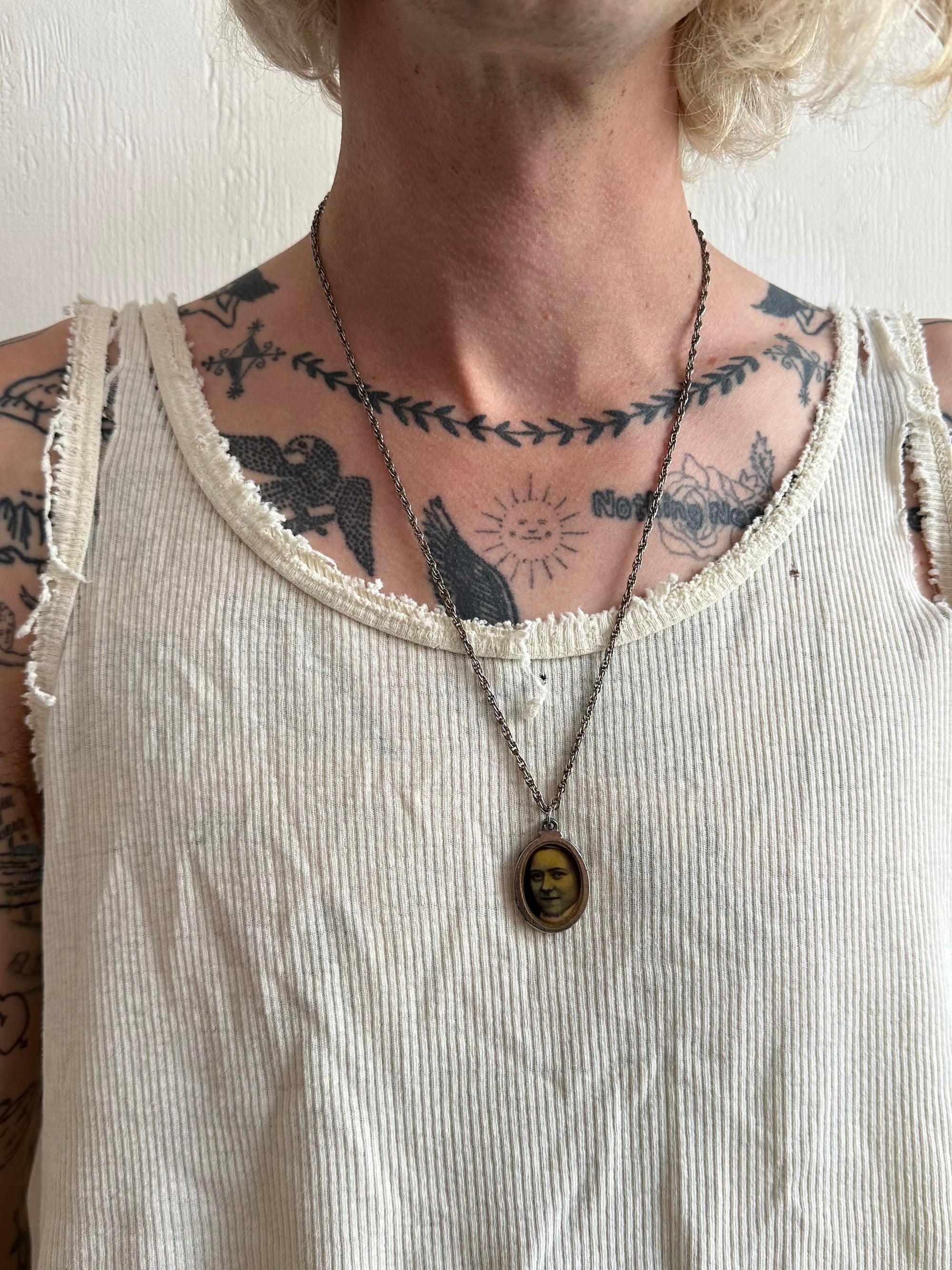 Vintage Rose and Portrait Necklace