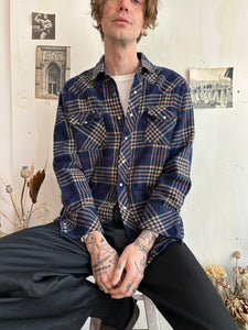 1980s Snap Button Plaid Western (XL)