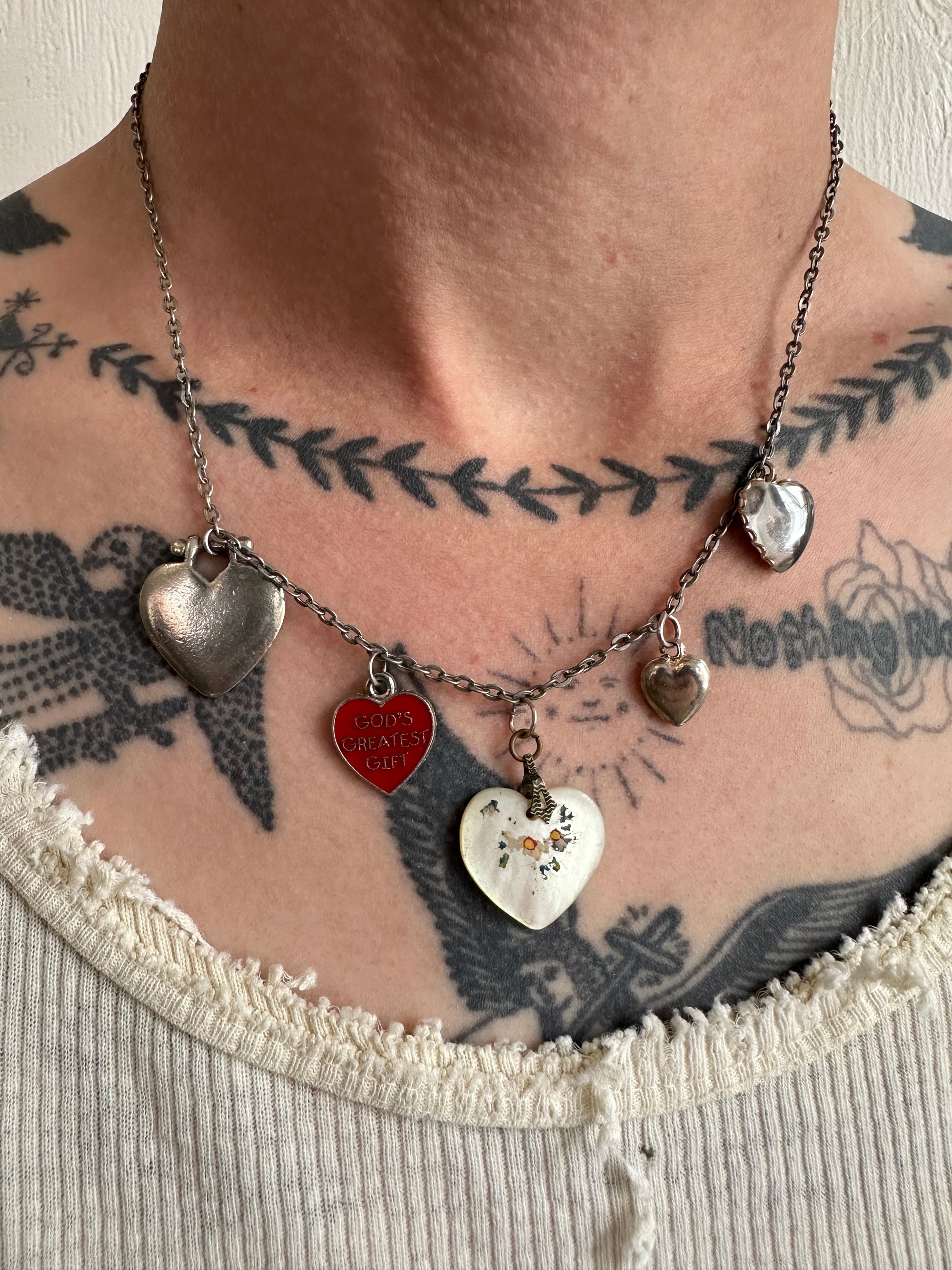 Vintage Heart Pendant Charm Necklace