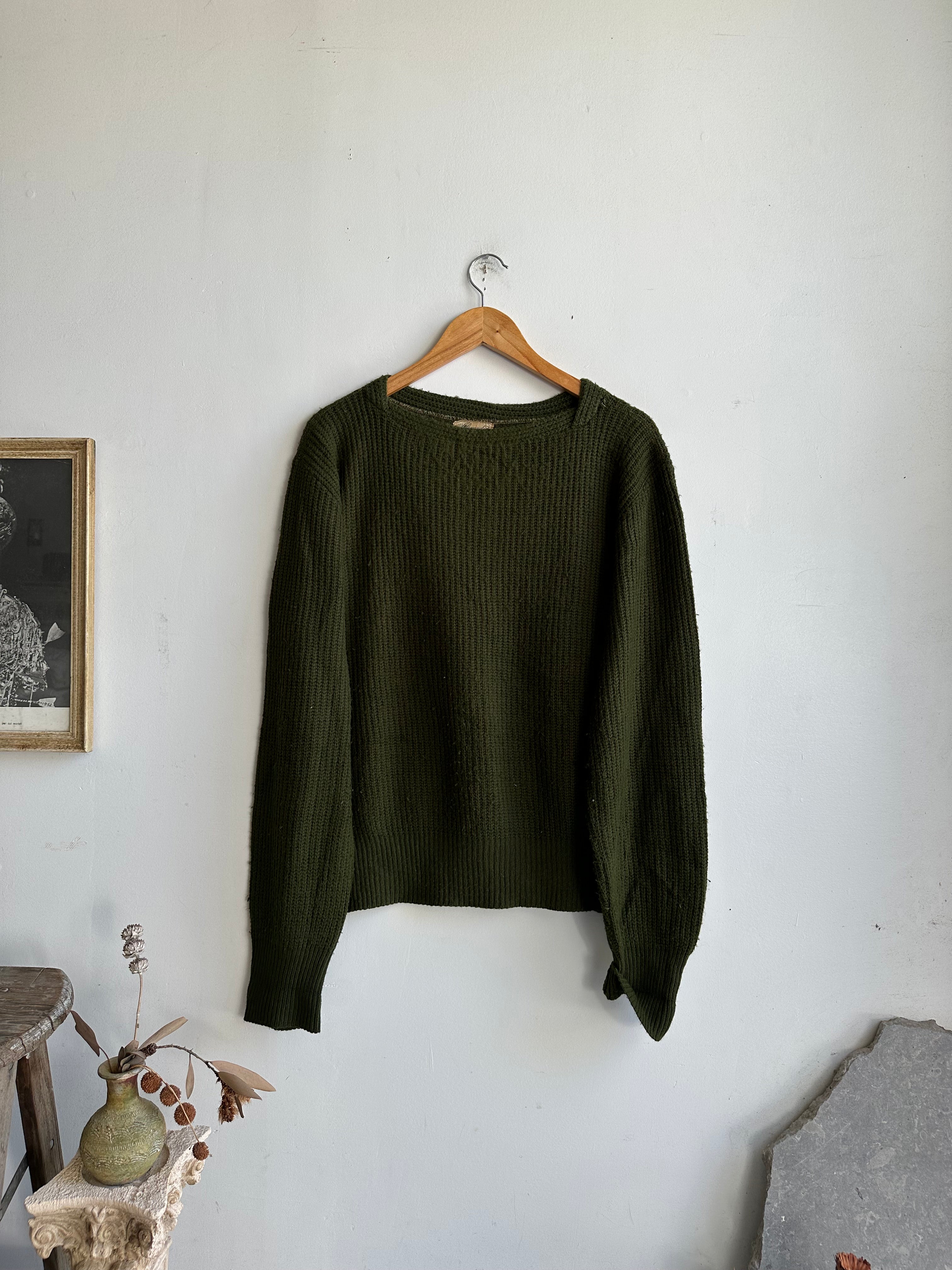 1940s Dark Green Knit Sweatshirt (M)