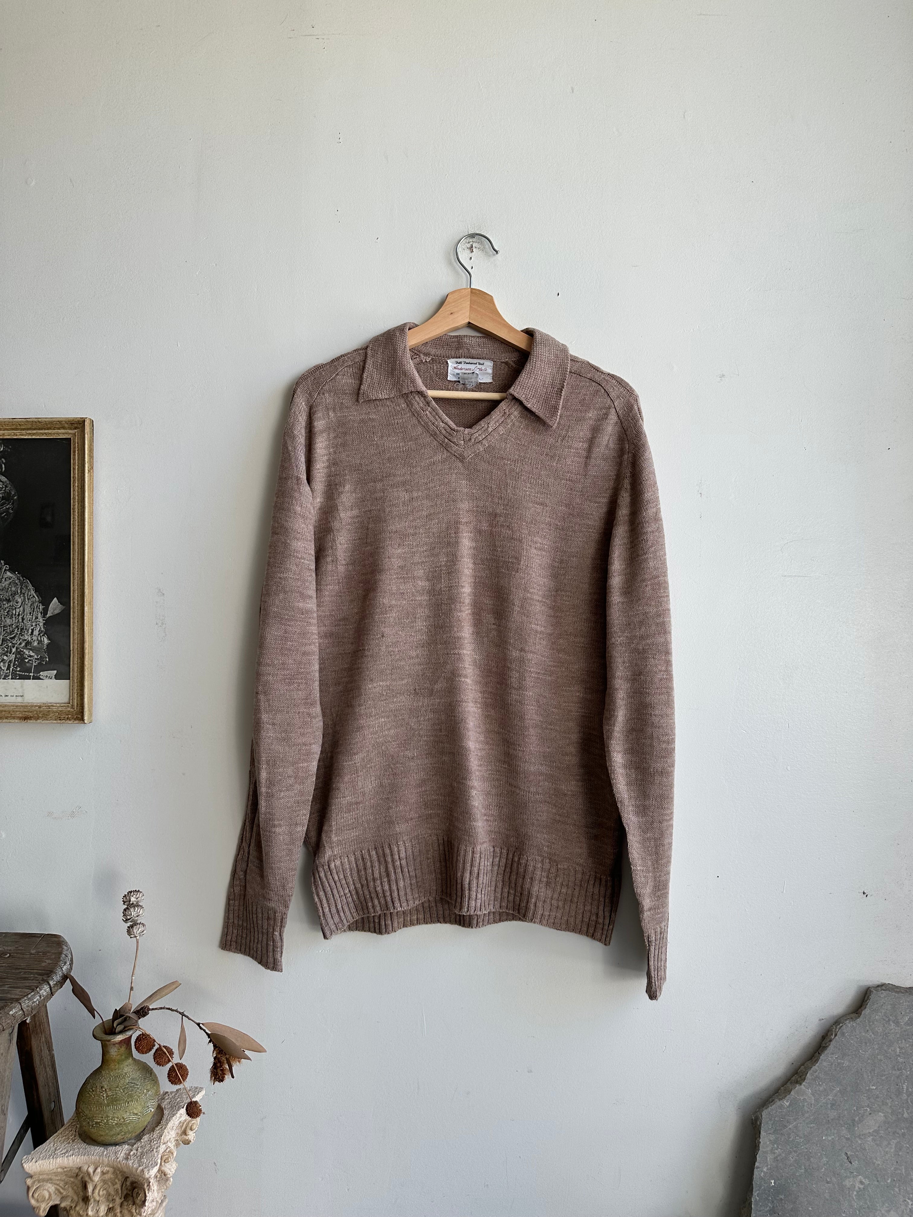 1960s Beige Collared Sweatshirt (M/L)