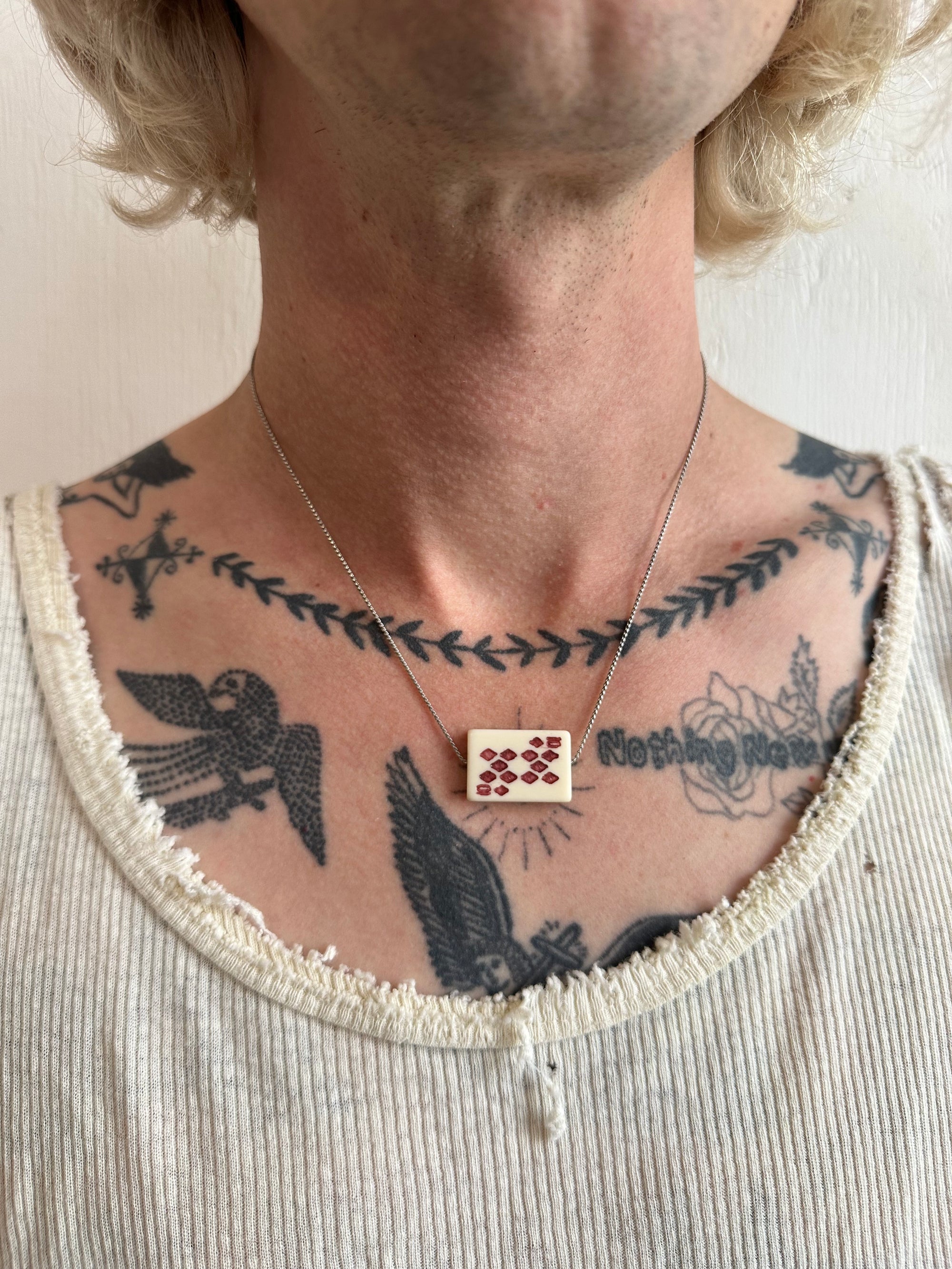 1960s 10 of Diamonds Playing Card Necklace