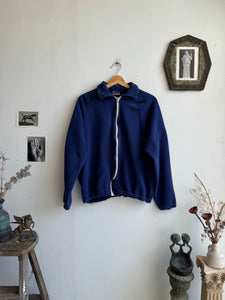 1980s Navy Zip-Up Sweatshirt (Boxy M)