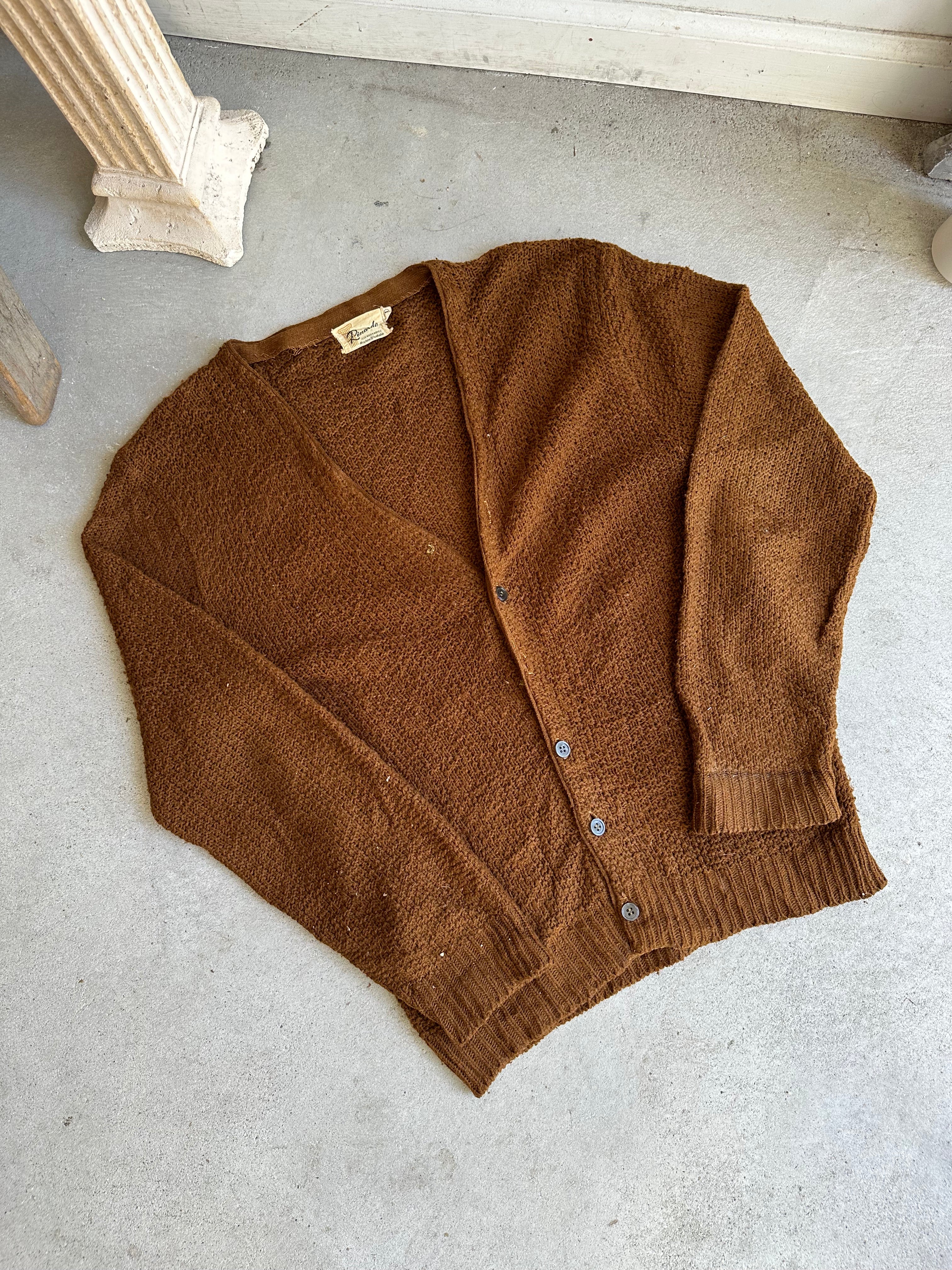 1960s Brown Knit Cardigan (M)