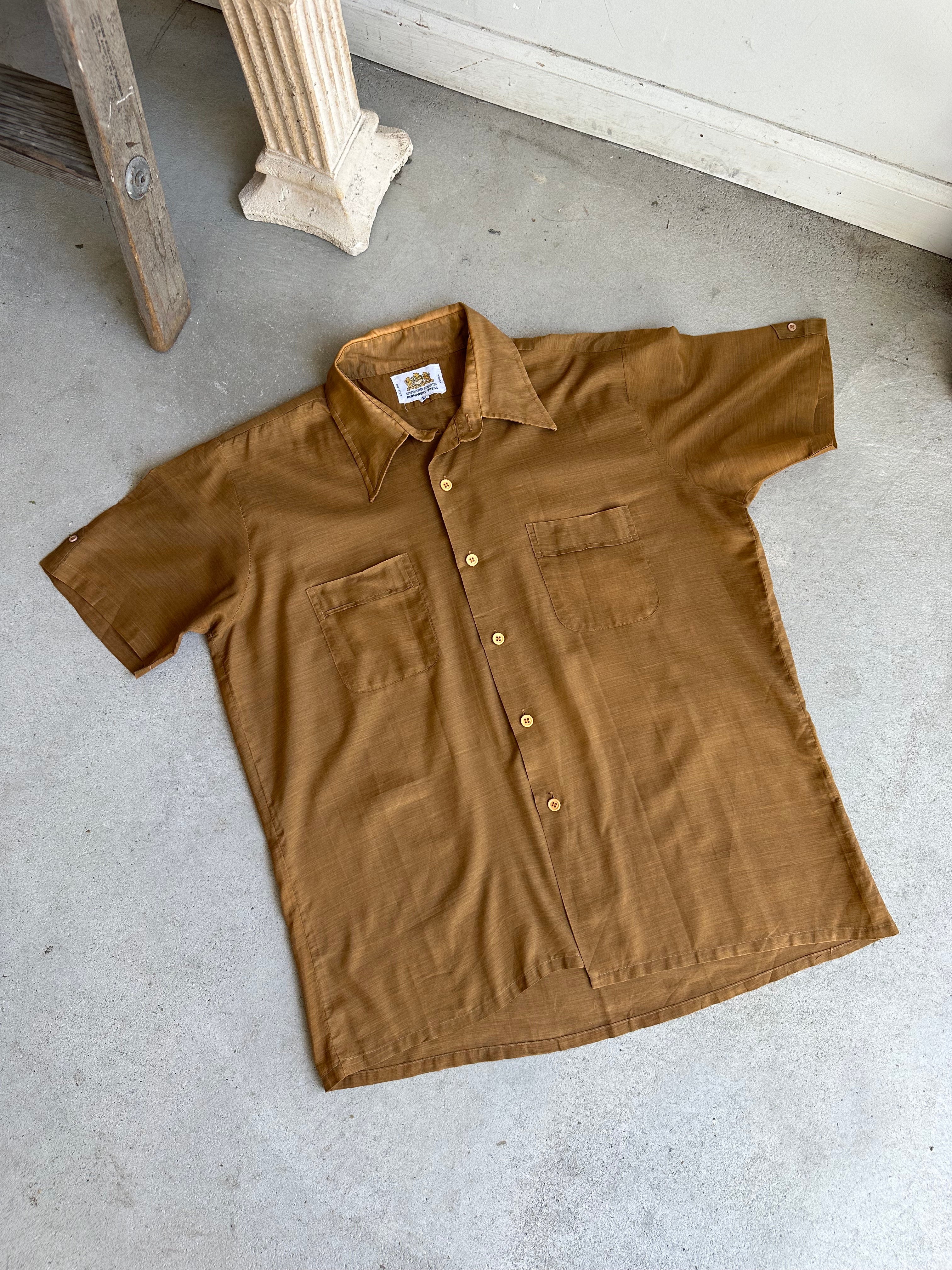 1970s Thin Brown Button-Up (M/L)