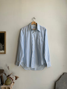 1980s Light Blue Striped Overshirt (M/L)