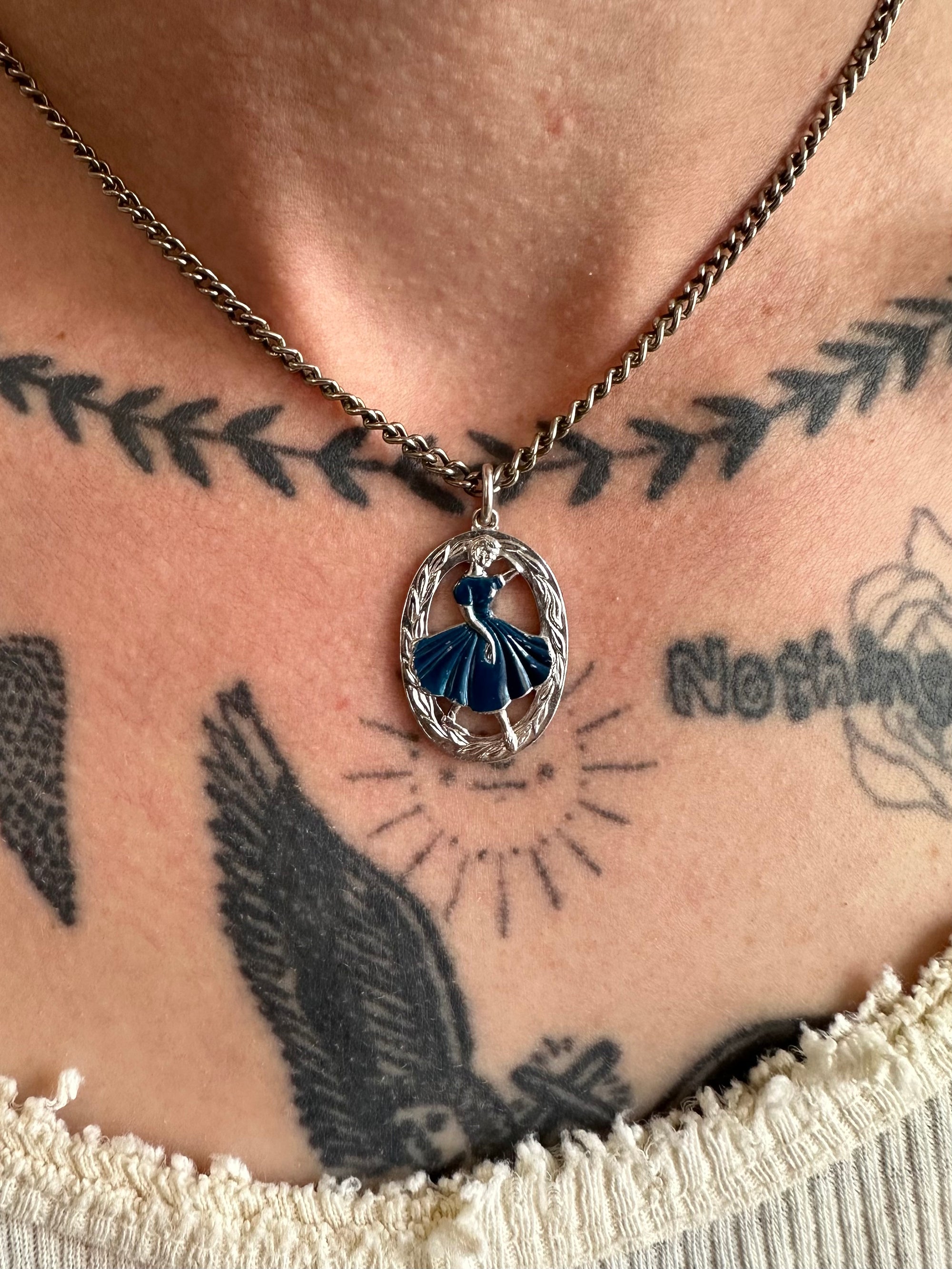Vintage Ballerina Pendant Necklace