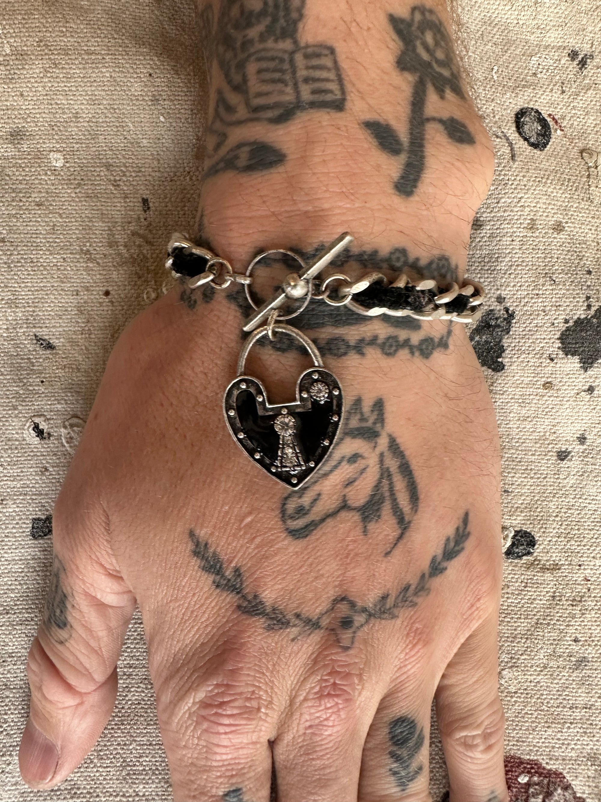 Vintage Chunky Heart Pendant Bracelet