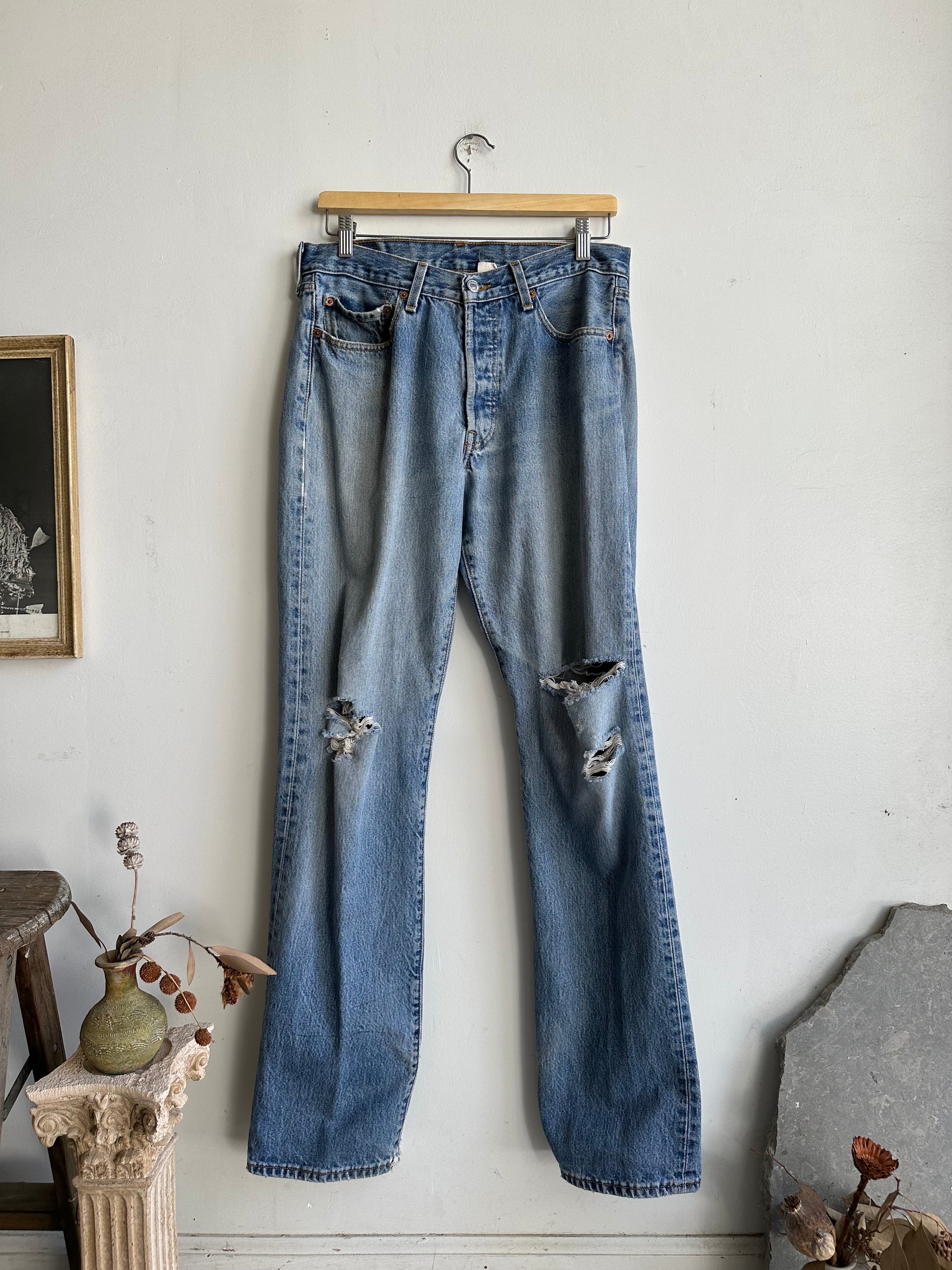 1980s Thrashed Levi's 501's (32 x 34)