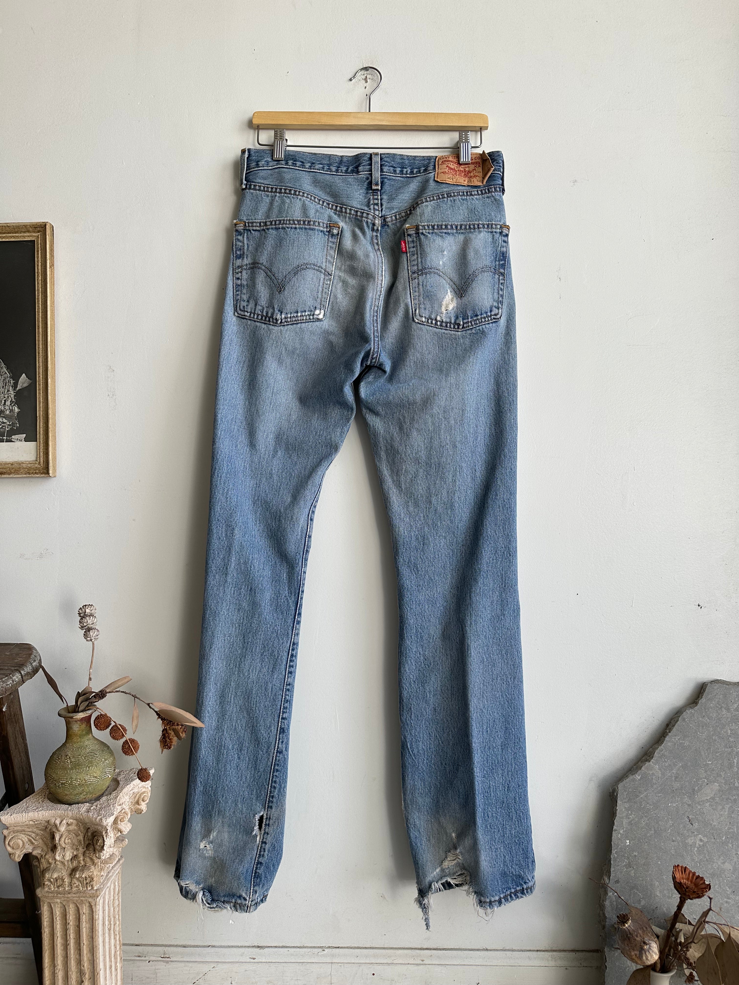 1980s Thrashed Levi's 501's (32 x 34)