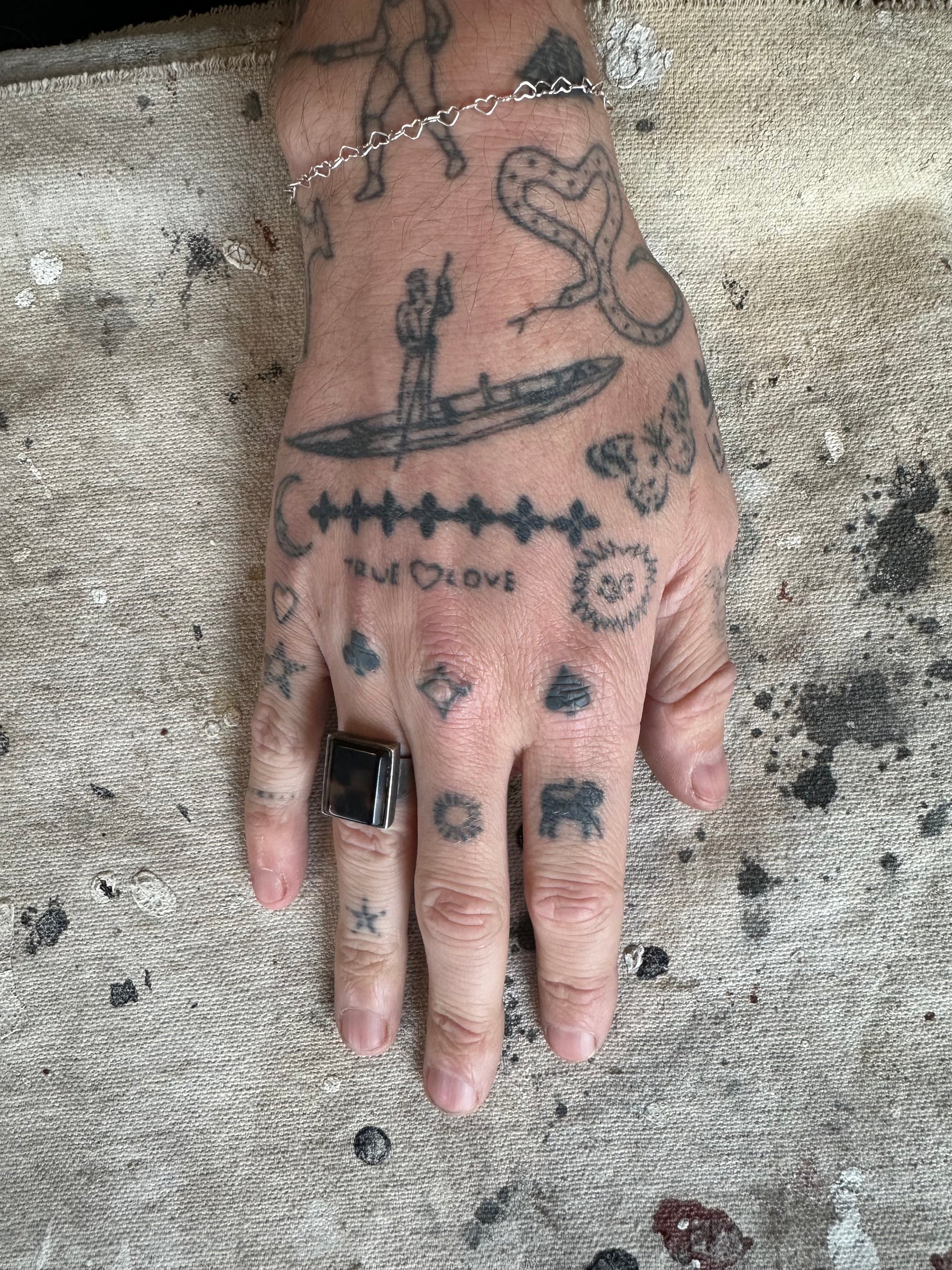 Vintage Sterling Chunky Tortoise Shell Ring