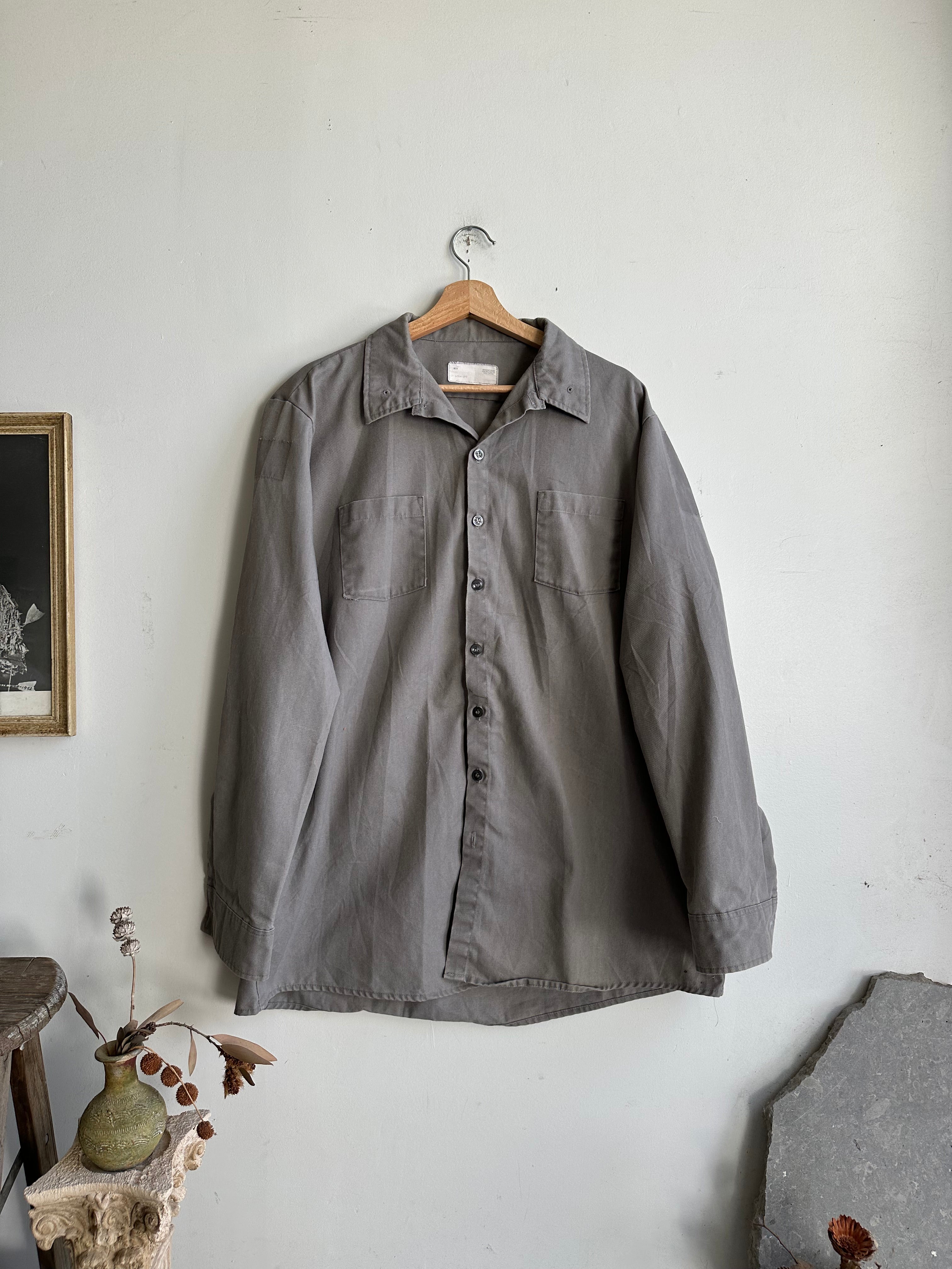 1960s Grey Oversized Work Shirt (Boxy XXL)