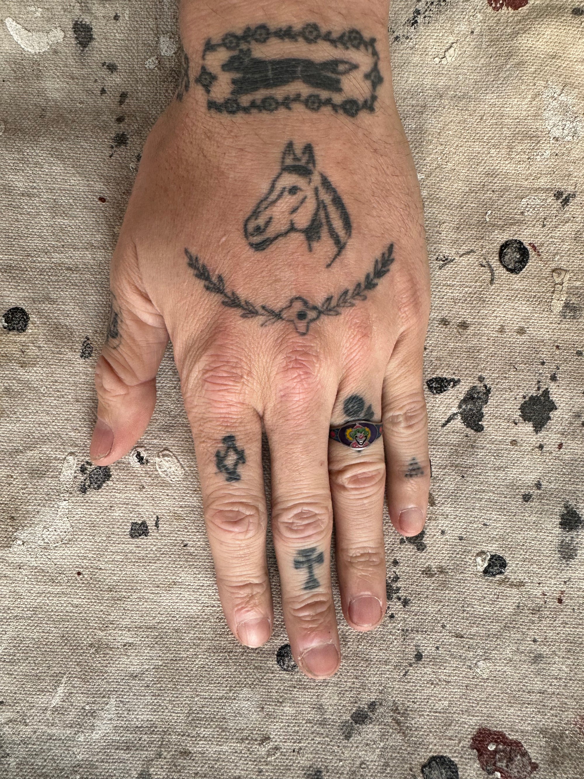 1970s Inlayed Sterling Clown Ring