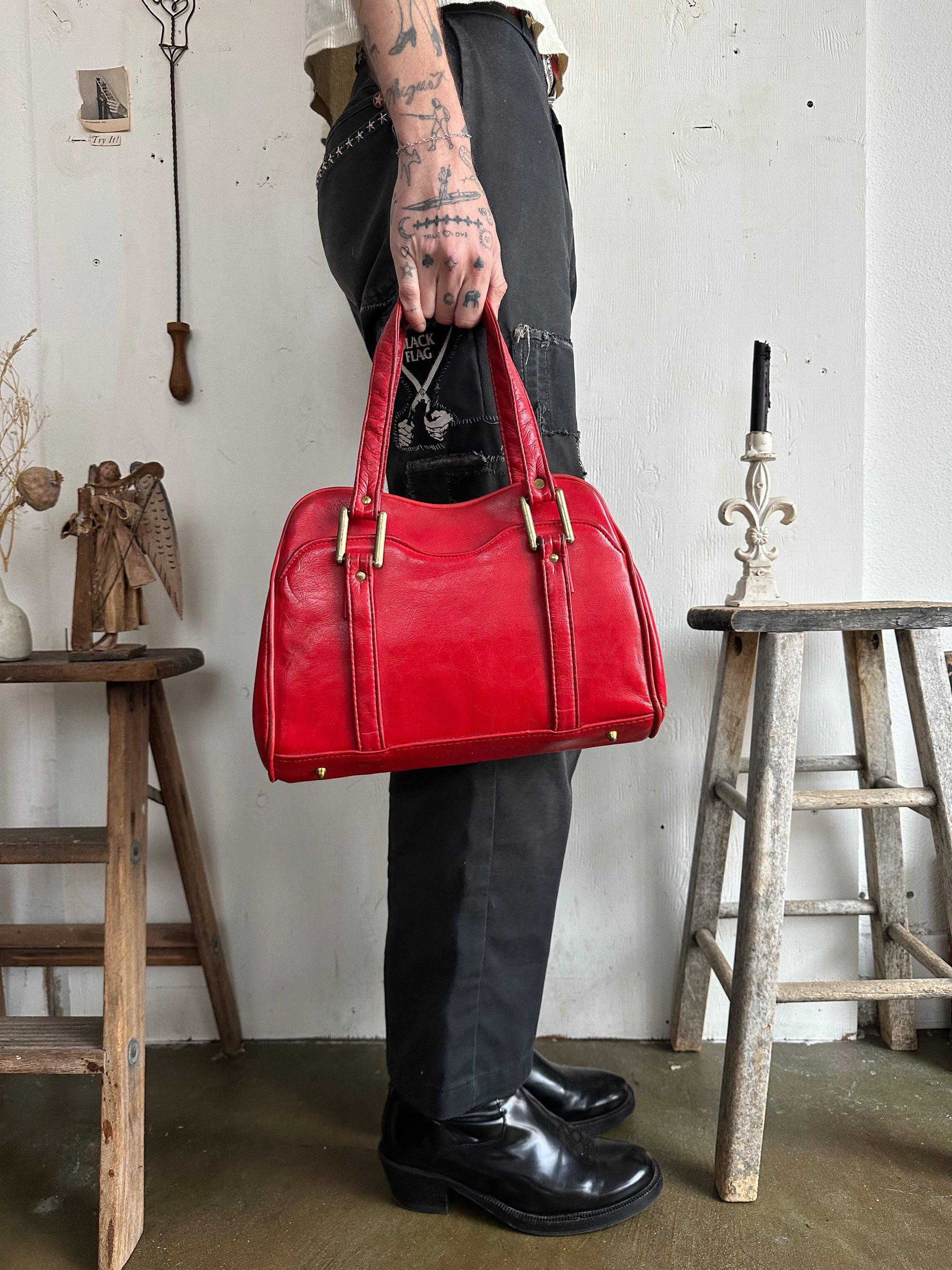 Vintage Red Leather Bag