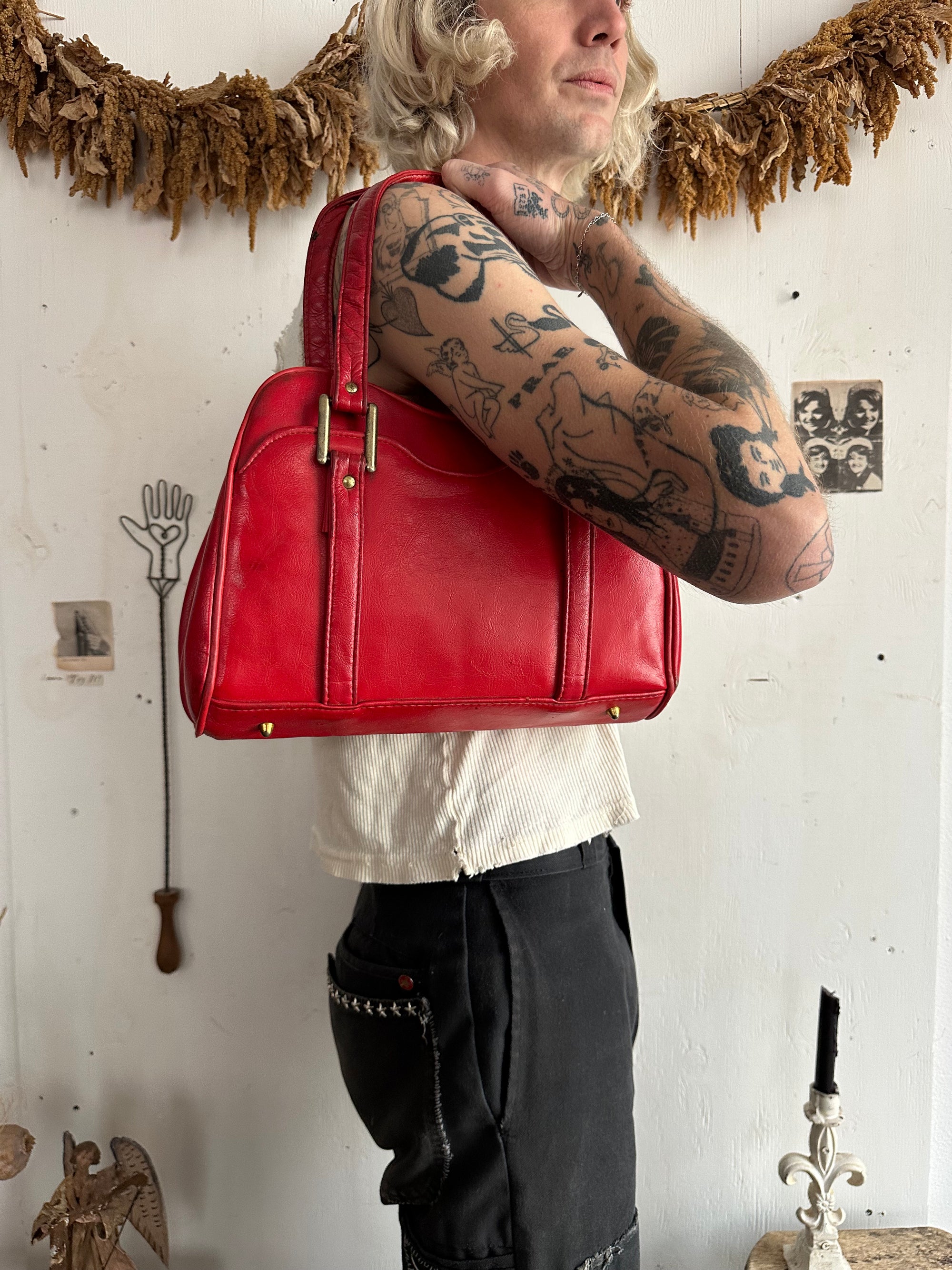 Vintage Red Leather Bag