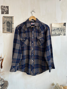 1980s Snap Button Plaid Western (XL)