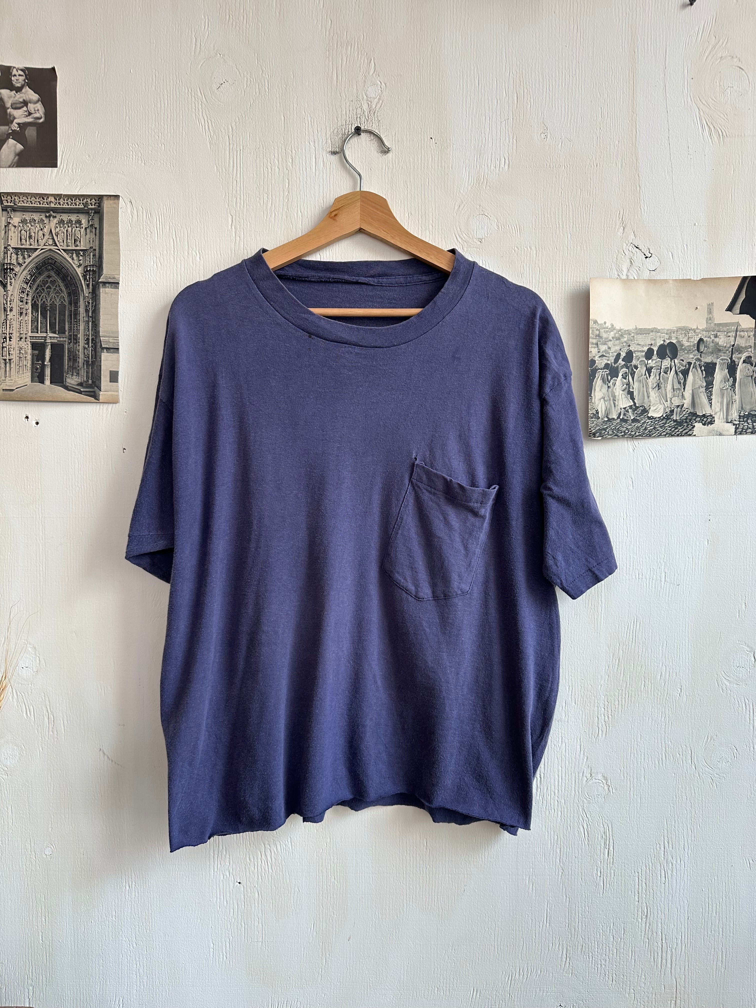 1980s Sunfaded Chopped Hem Pocket Tee (Boxy XL)