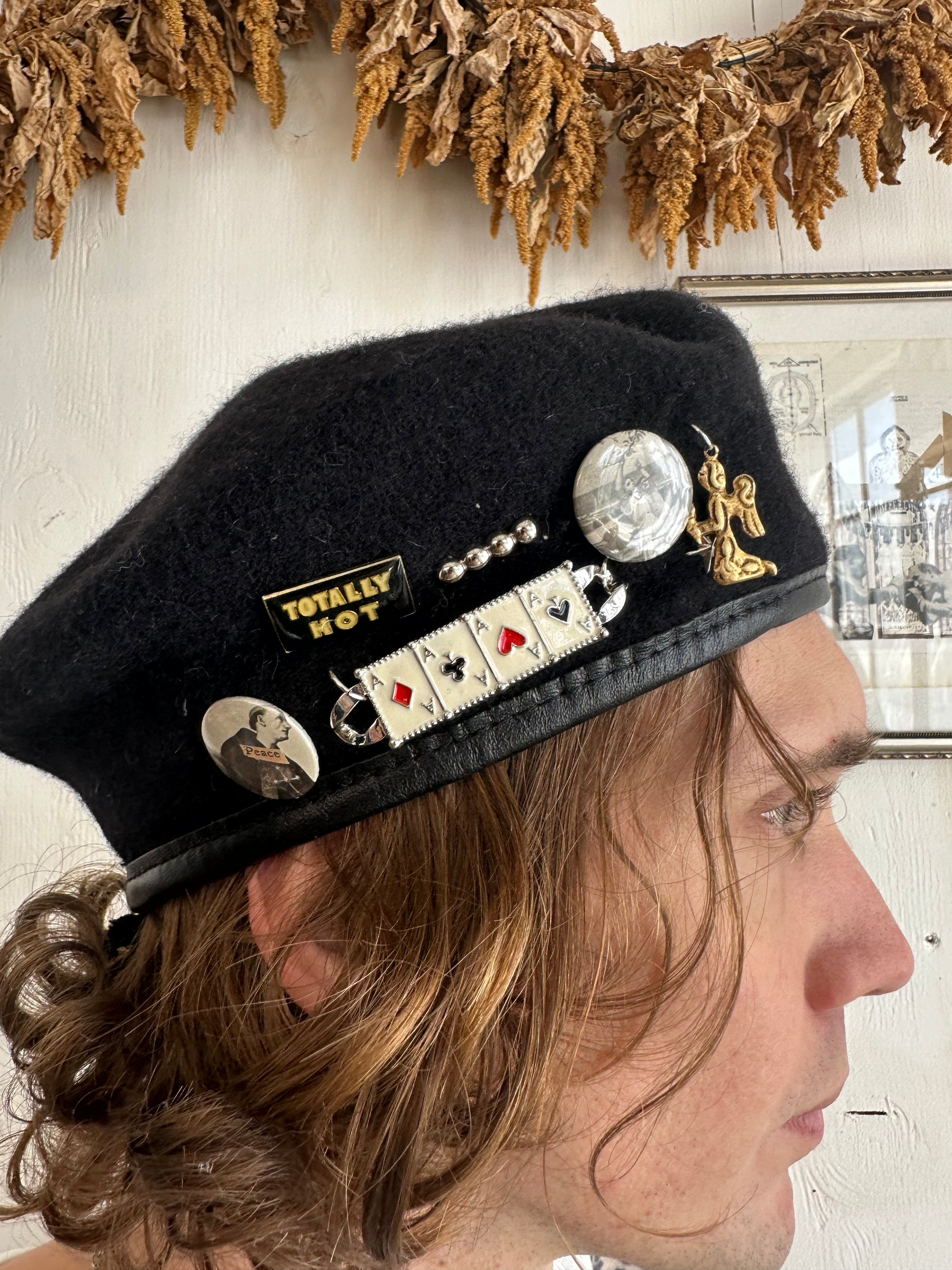 Vintage Beret W/ Pins (7 1/4)