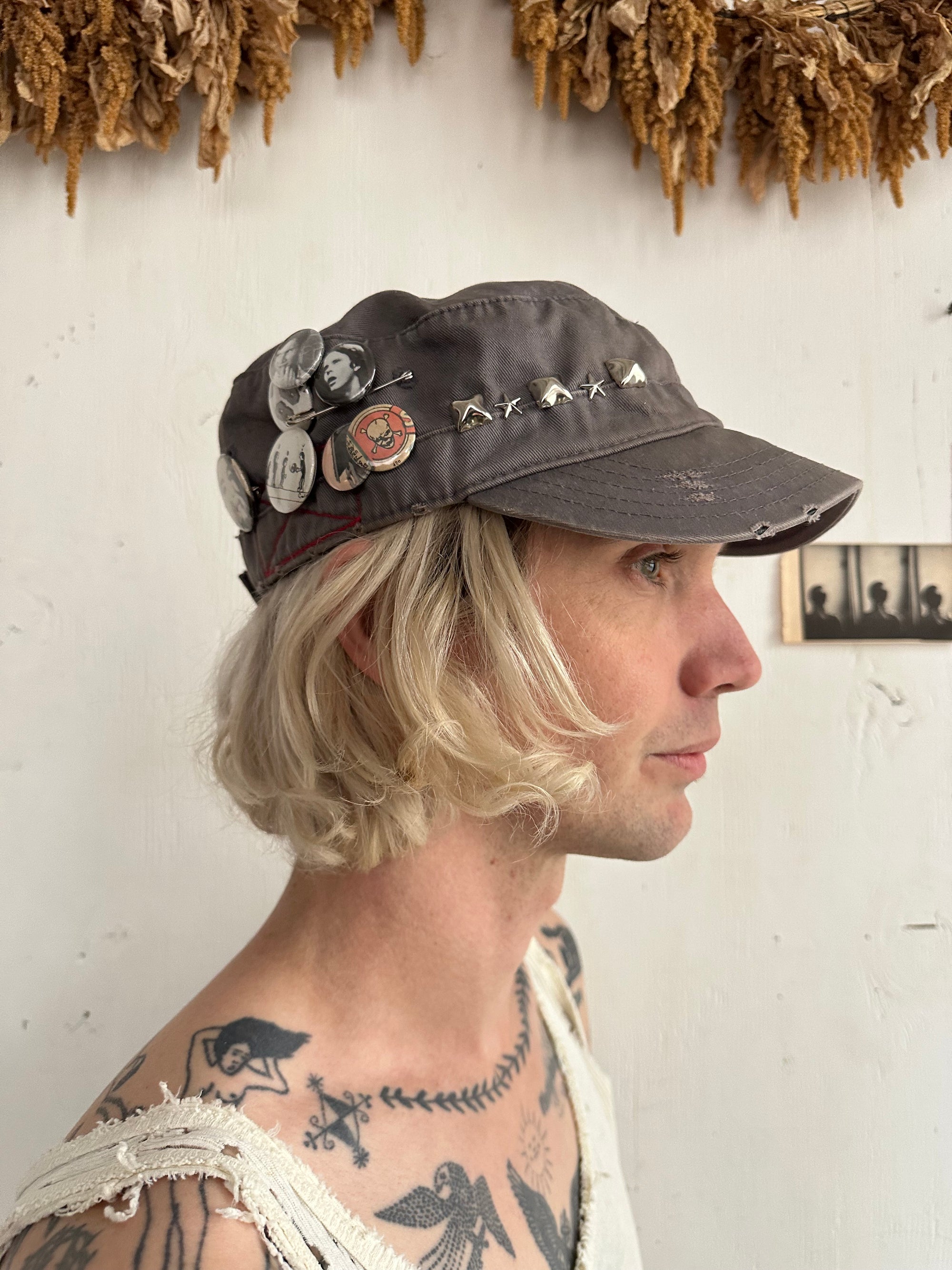 Vintage Cap W/ Studs and Pins