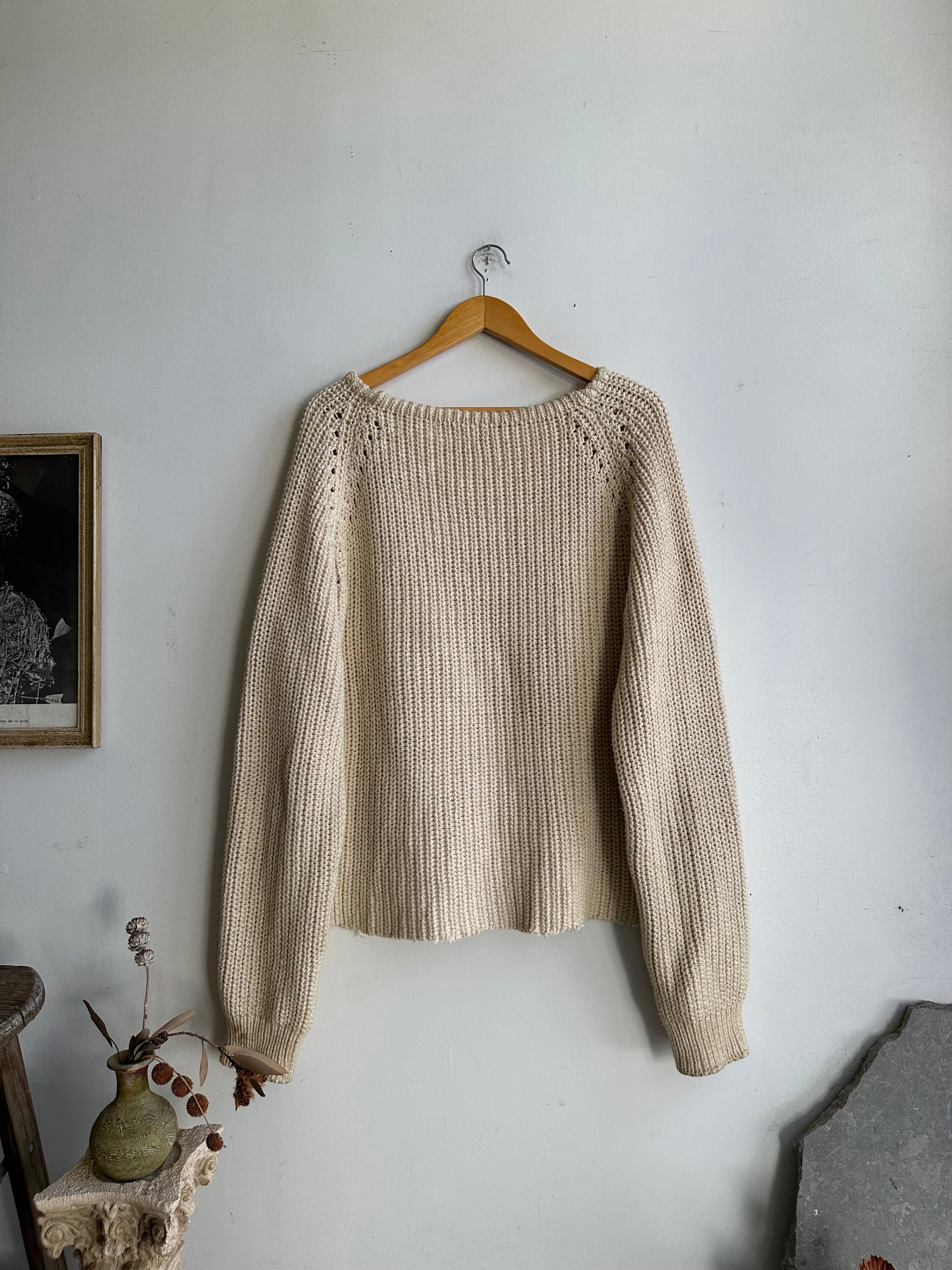 1970s Heavy Cotton Knit Sweatshirt (Cropped XL)