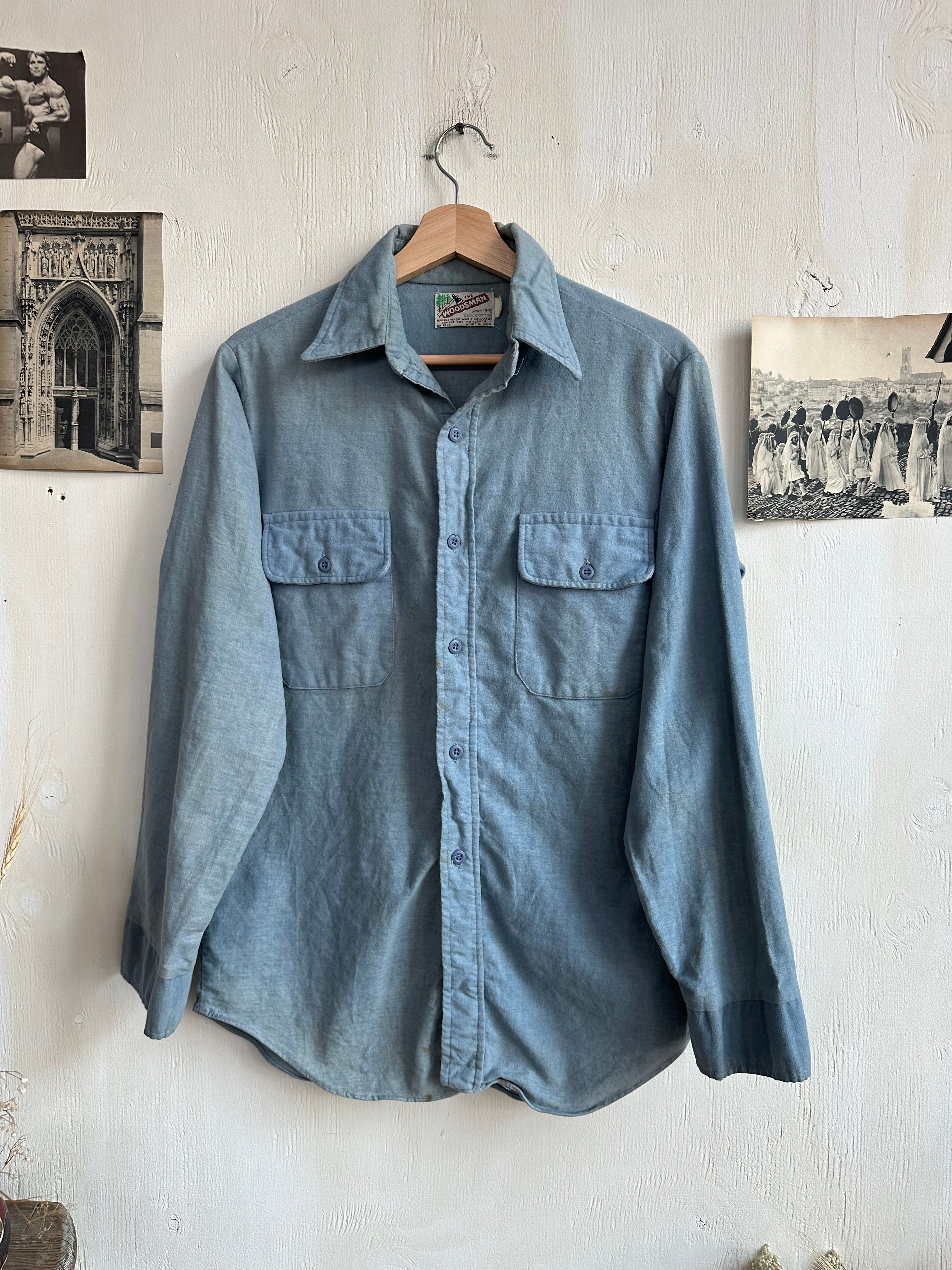 1970s Sunfaded Flannel Work Shirt (XL)