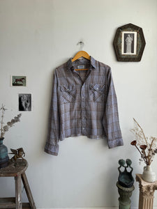 1970s Paper Thin Plaid Shirt (Boxy M)