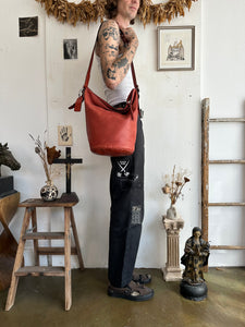 2000s Sunfaded Red Coach Bucket Bag