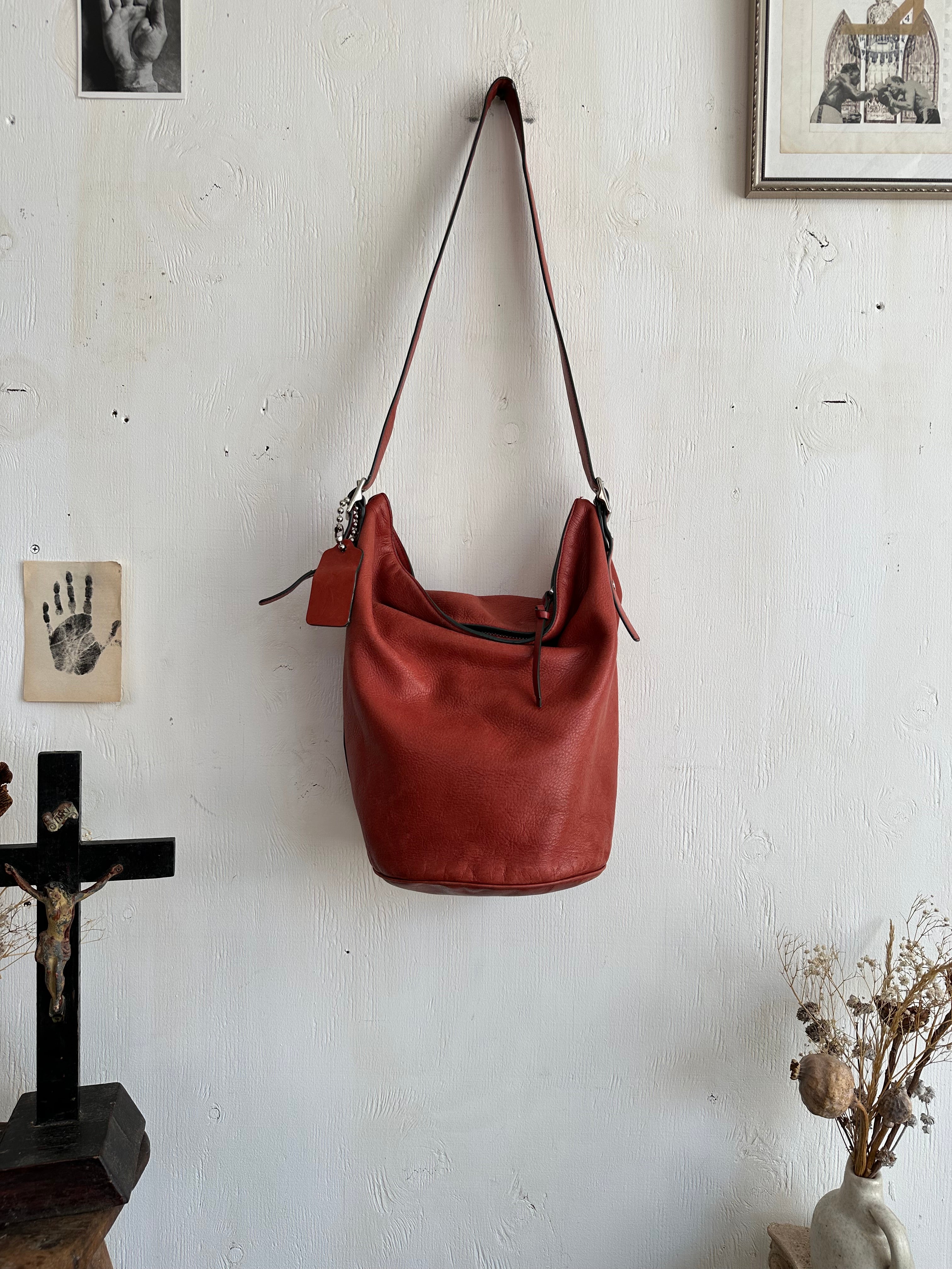 2000s Sunfaded Red Coach Bucket Bag