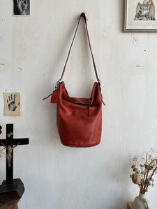 2000s Sunfaded Red Coach Bucket Bag