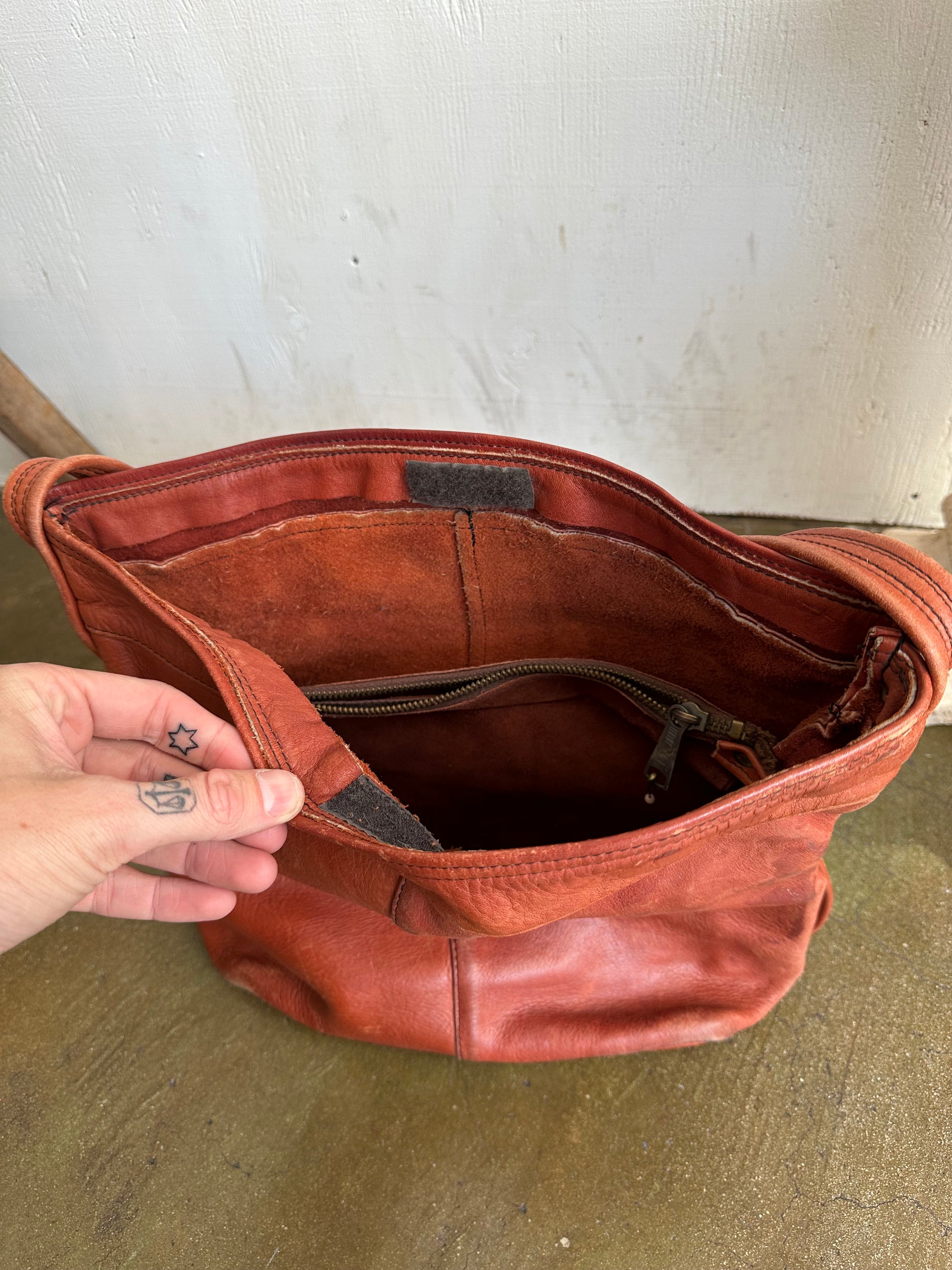 1970s Hand Made Leather Satchel