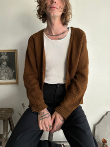 1960s Brown Knit Cardigan (M)