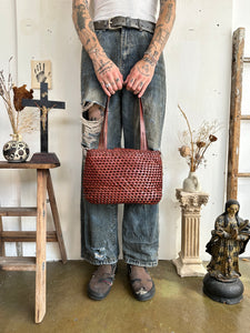 Vintage Woven Leather Fossil Handbag