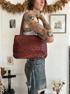 Vintage Woven Leather Fossil Handbag