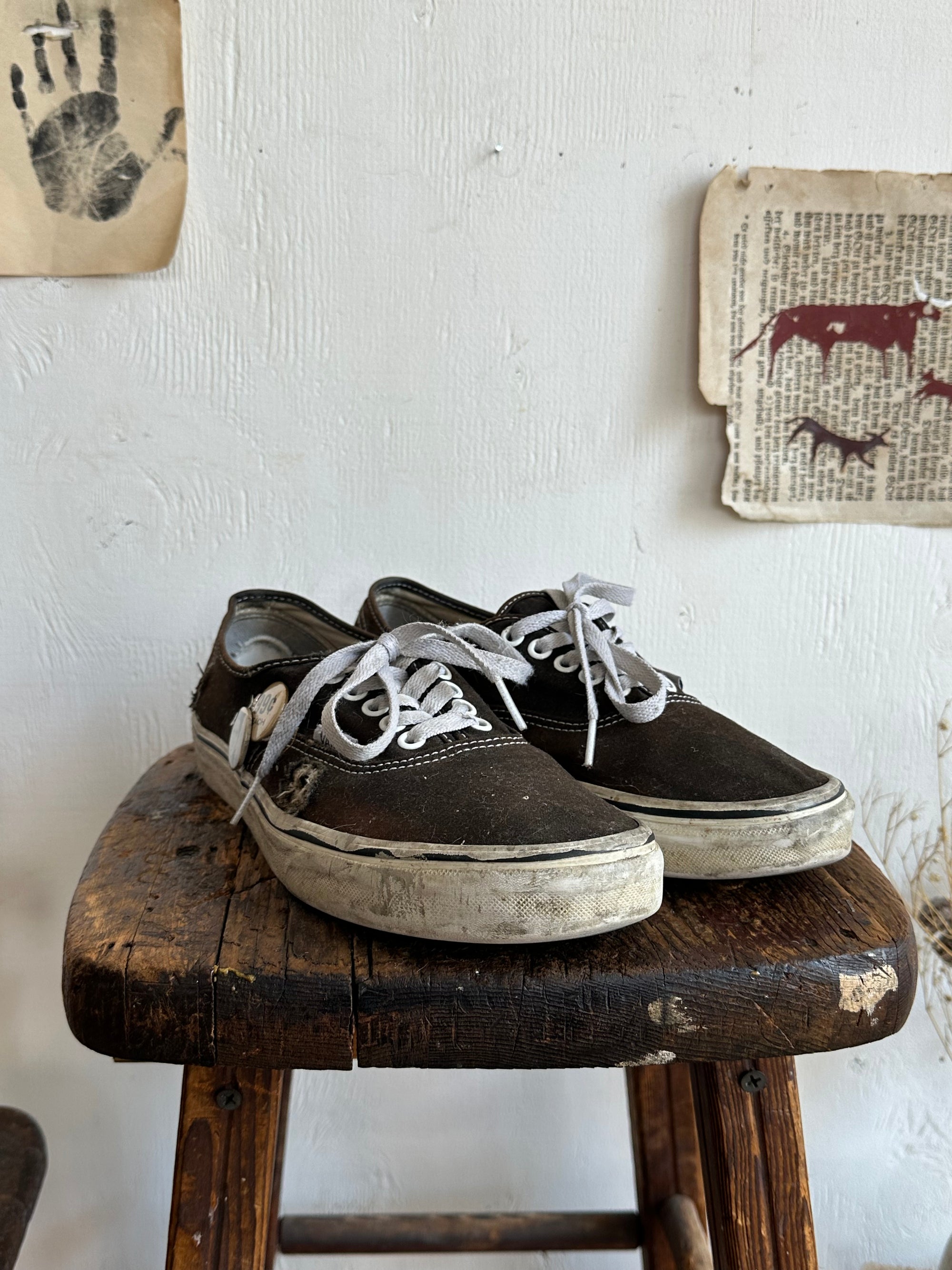 Sunfaded Black Vans Authentics W/ Pins and Studs
