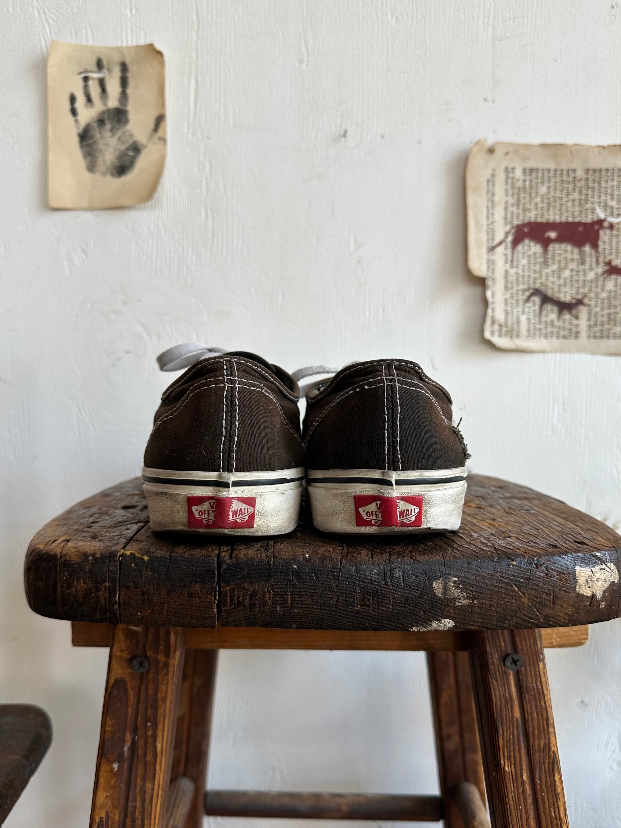 Sunfaded Black Vans Authentics W/ Pins and Studs