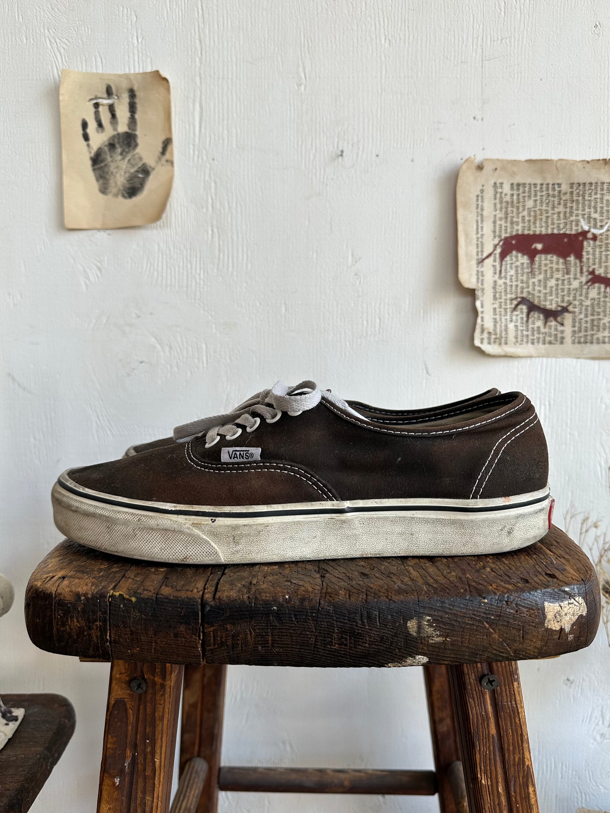 Sunfaded Black Vans Authentics W/ Pins and Studs