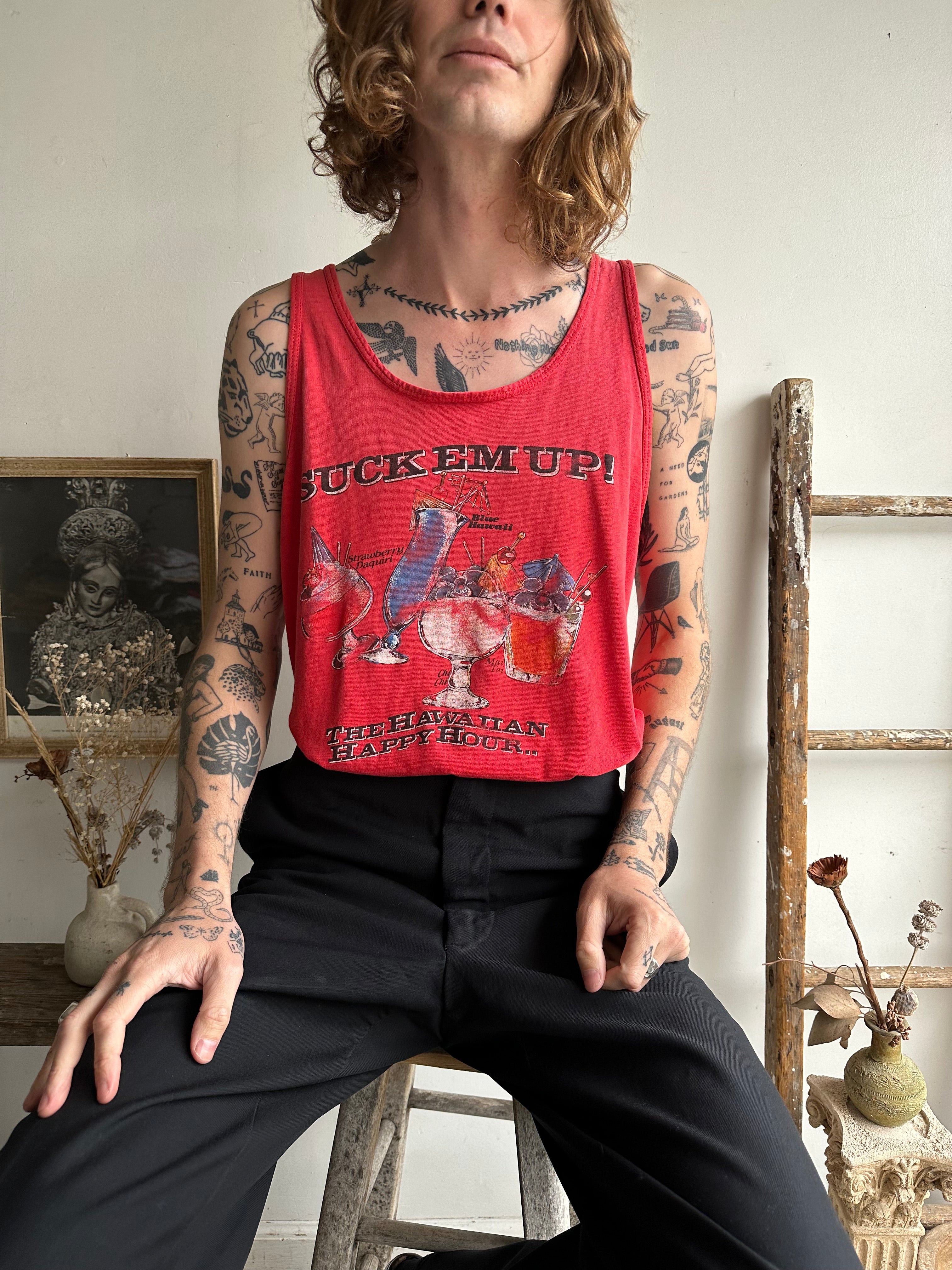 1980s Faded Hawaiian Happy Hour Muscle Tee (L)