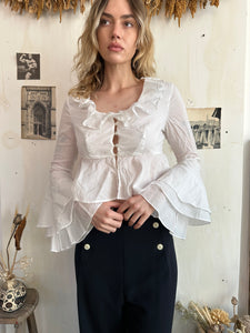 2000s Cropped Ruffle Blouse (S)