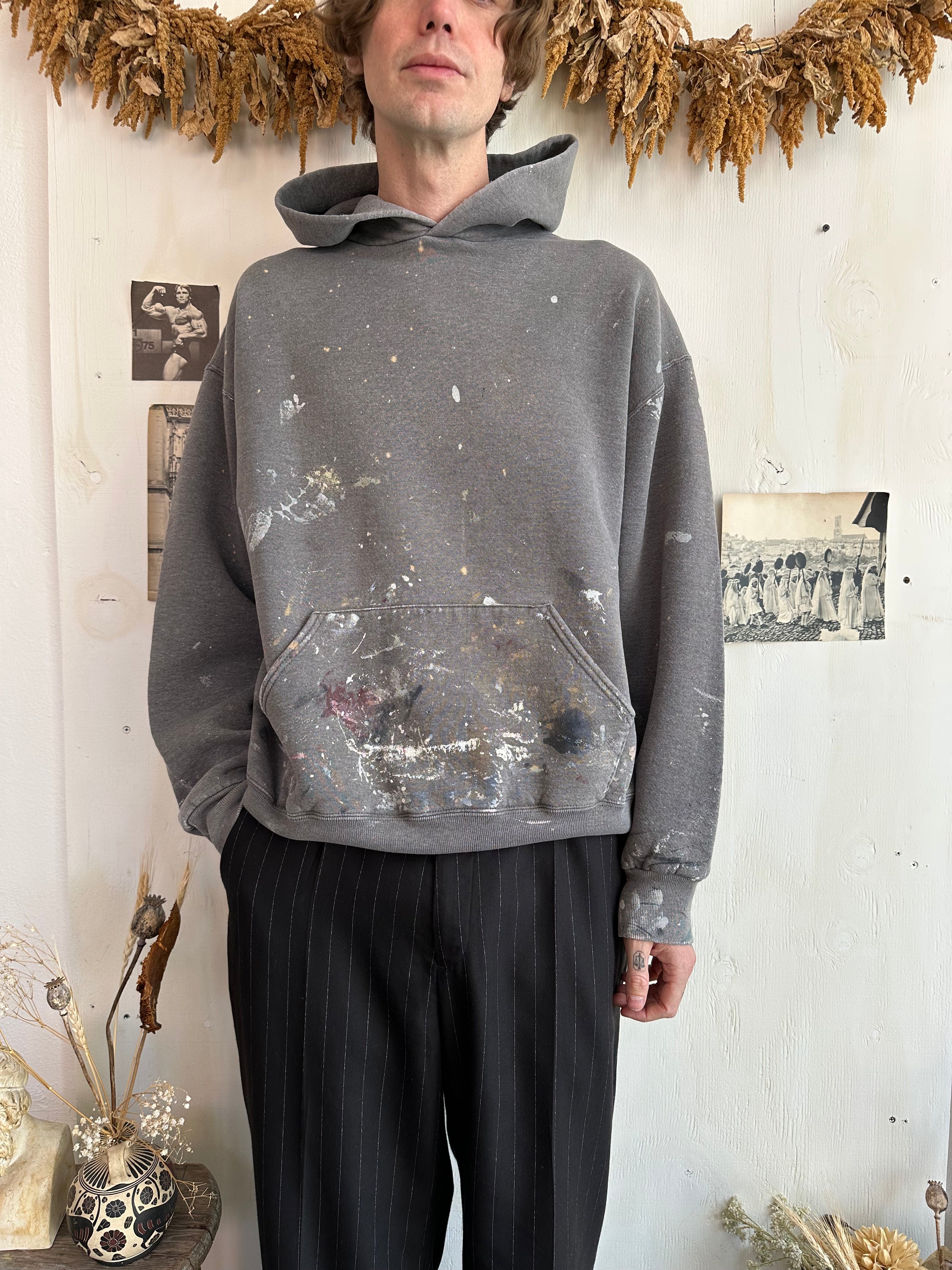 1990s Thrashed Black/Gray Russel Hoodie (Boxy XL)