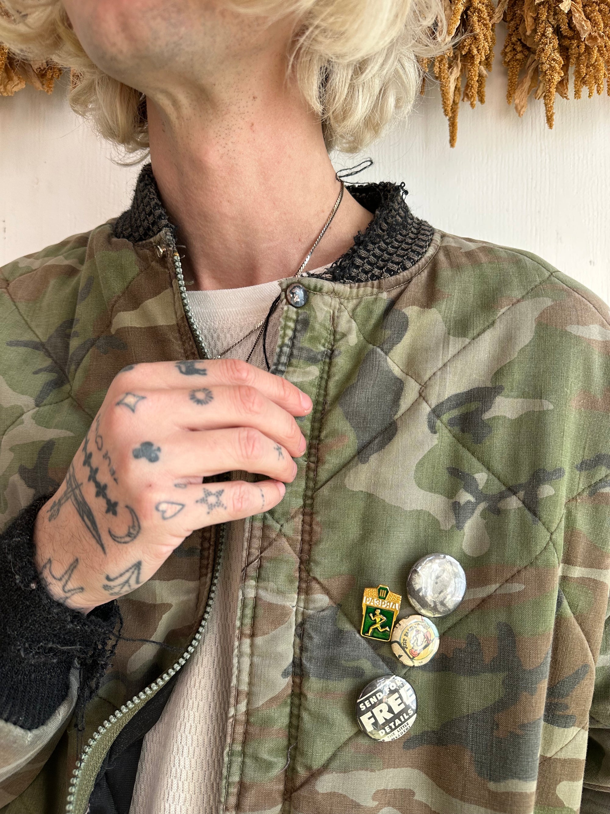 1960s Thrashed and Faded Quilted Camo Bomber