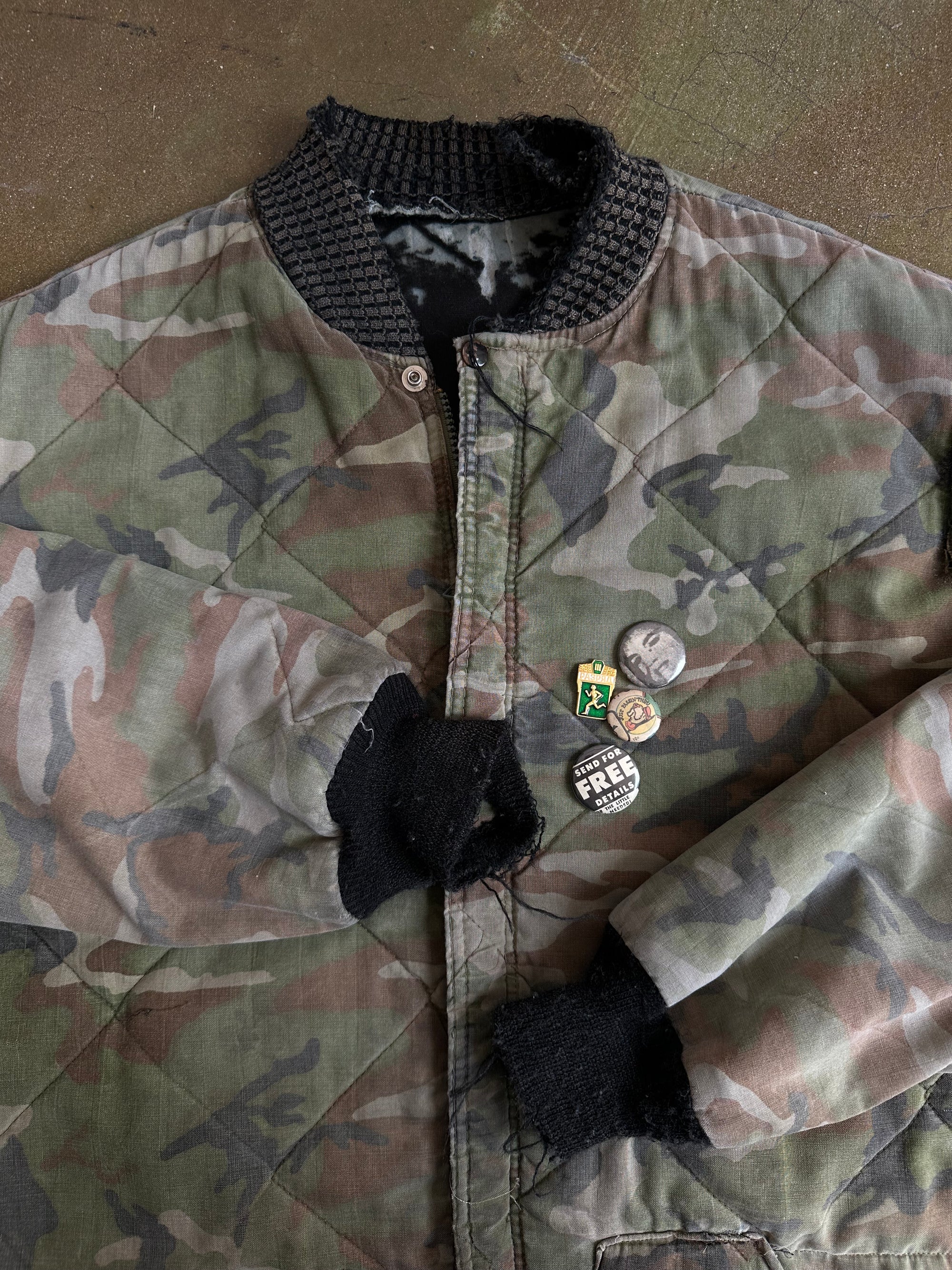 1960s Thrashed and Faded Quilted Camo Bomber