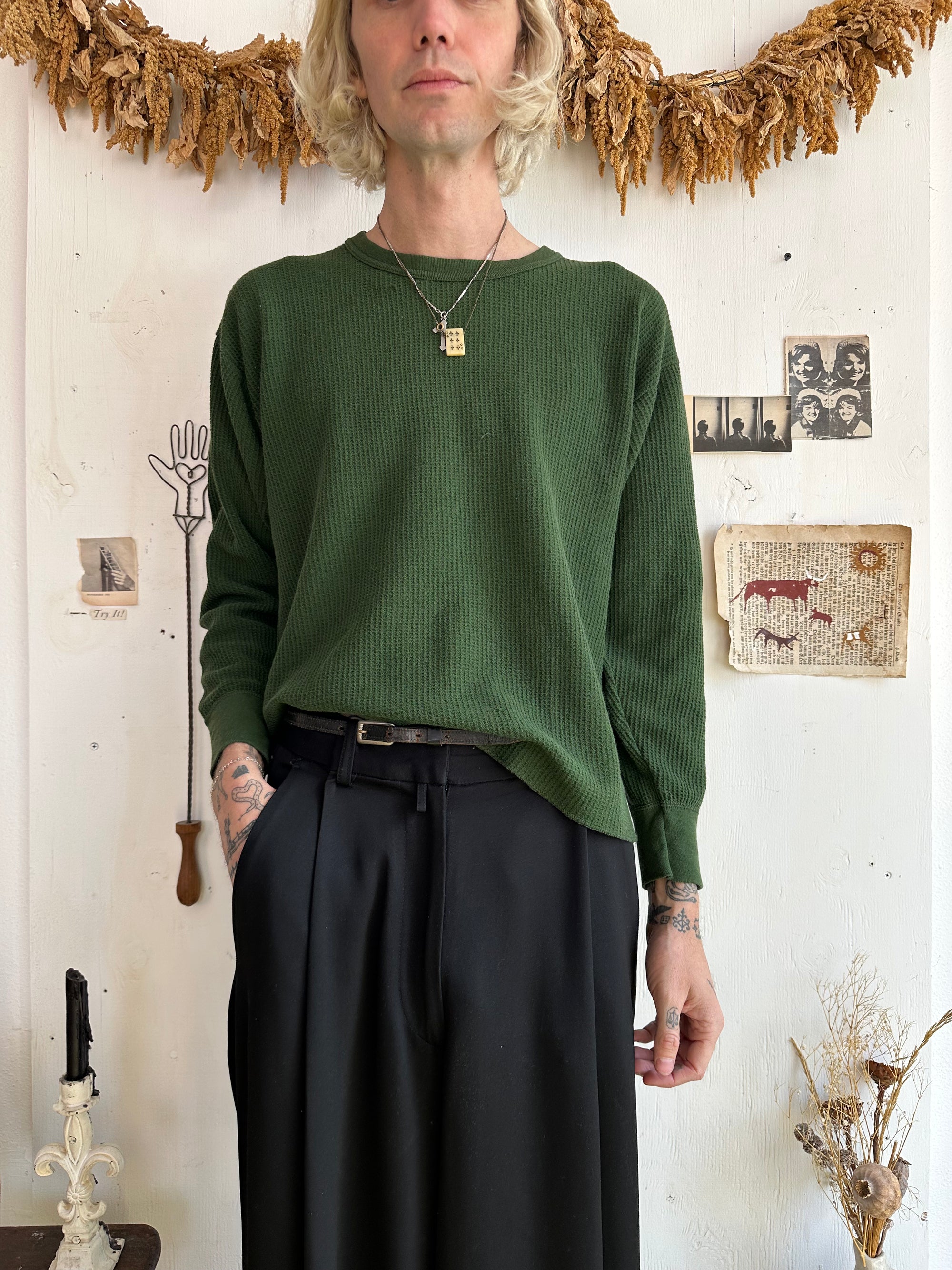 1980s Well Worn Forest Green Thermal
