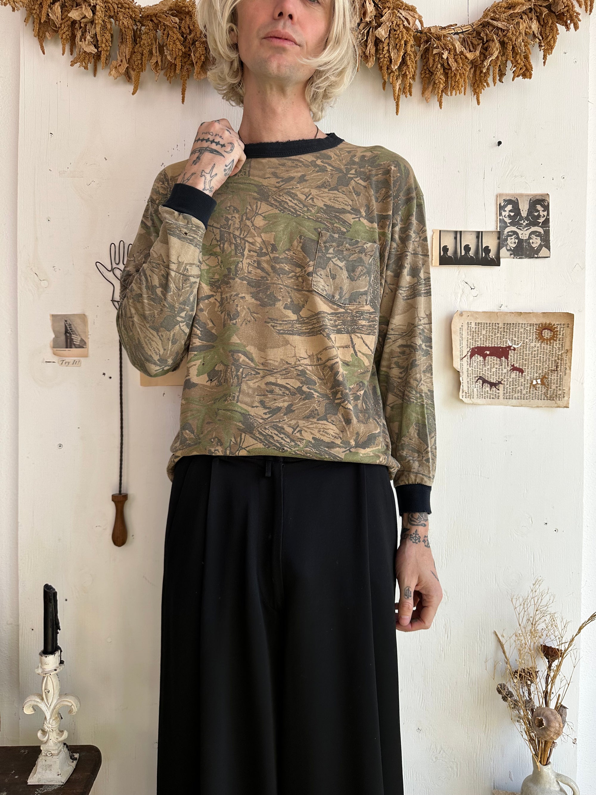 1980s Well Worn Boxy Camo Long Sleeve