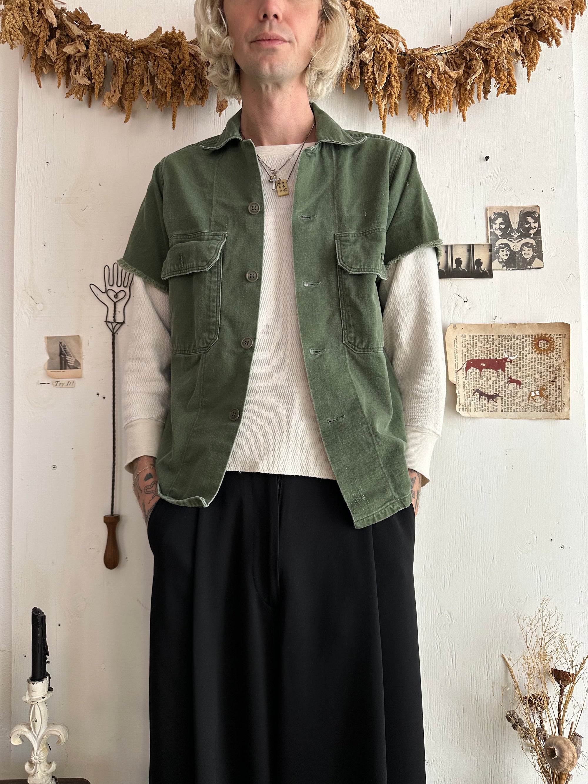 1970s Well Worn Fatigue Short Sleeve Shirt