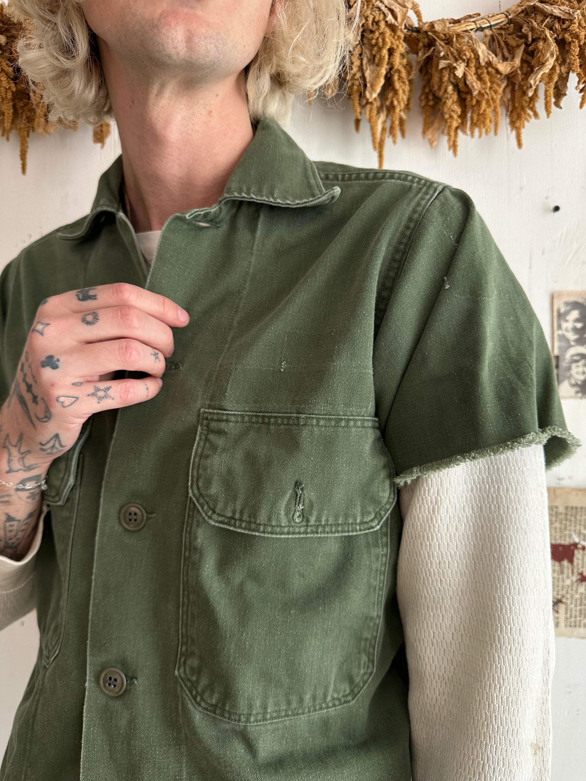 1970s Well Worn Fatigue Short Sleeve Shirt