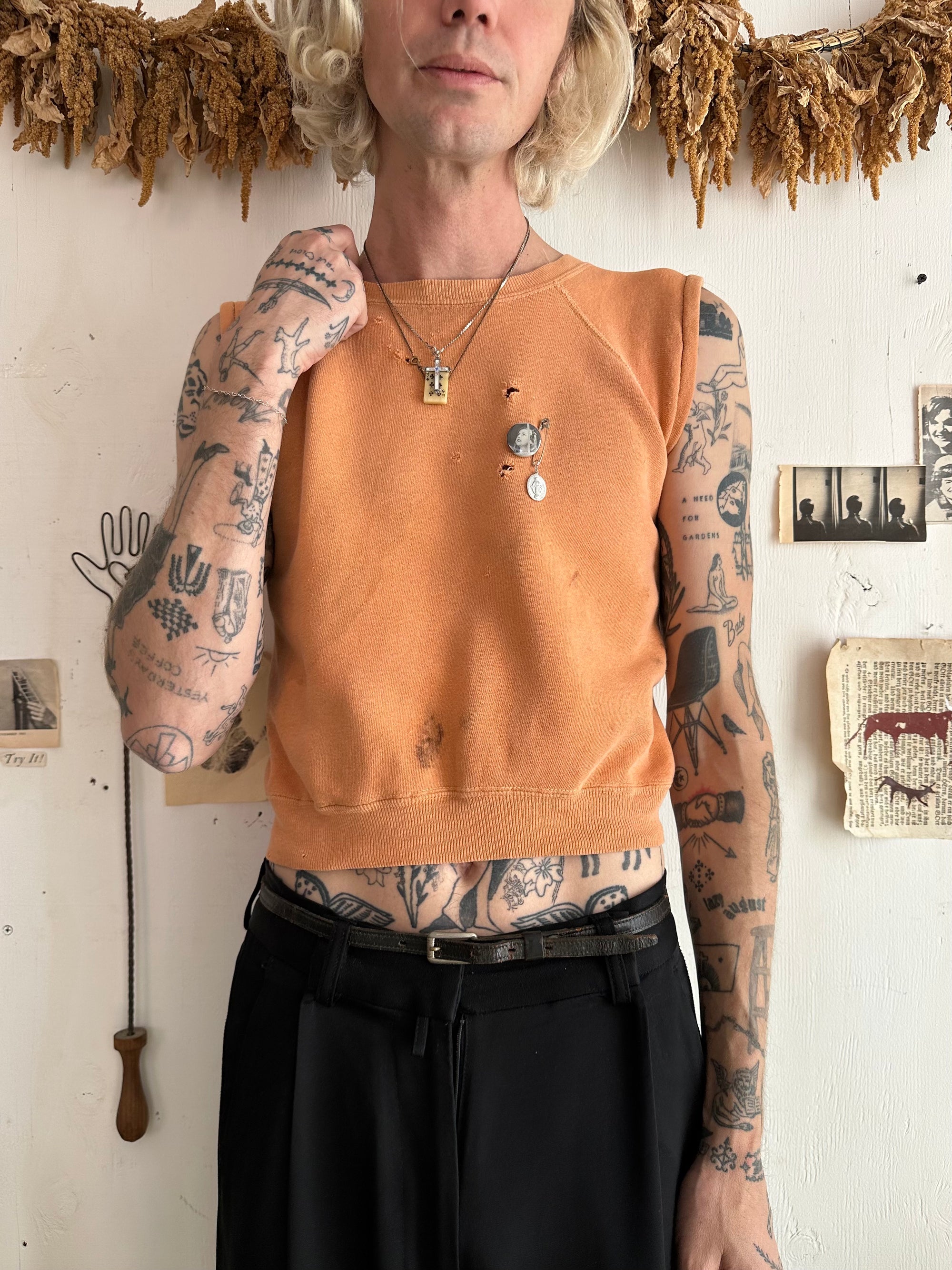 1960s All Cotton Muscle Sweatshirt W/ Pins