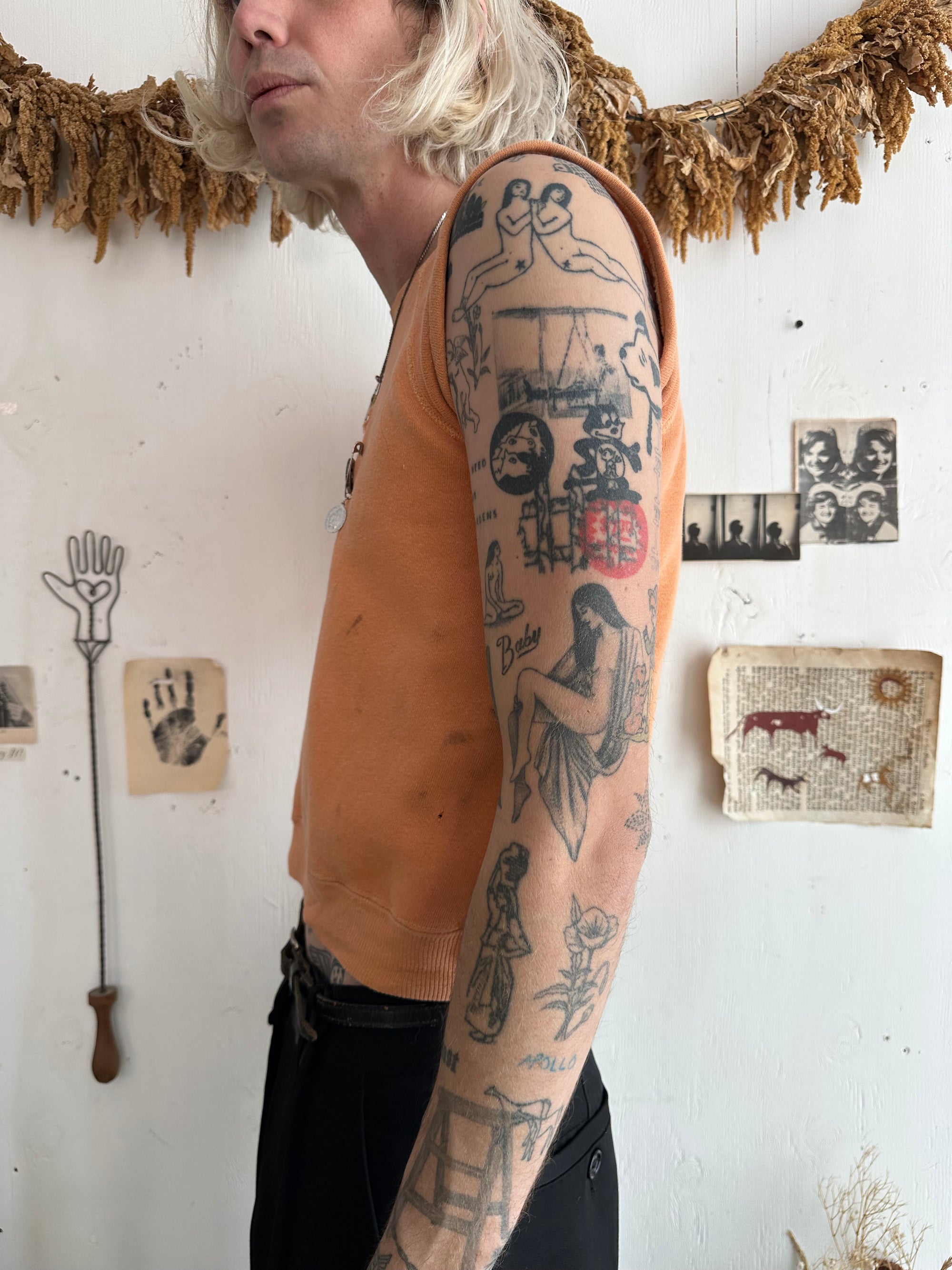 1960s All Cotton Muscle Sweatshirt W/ Pins