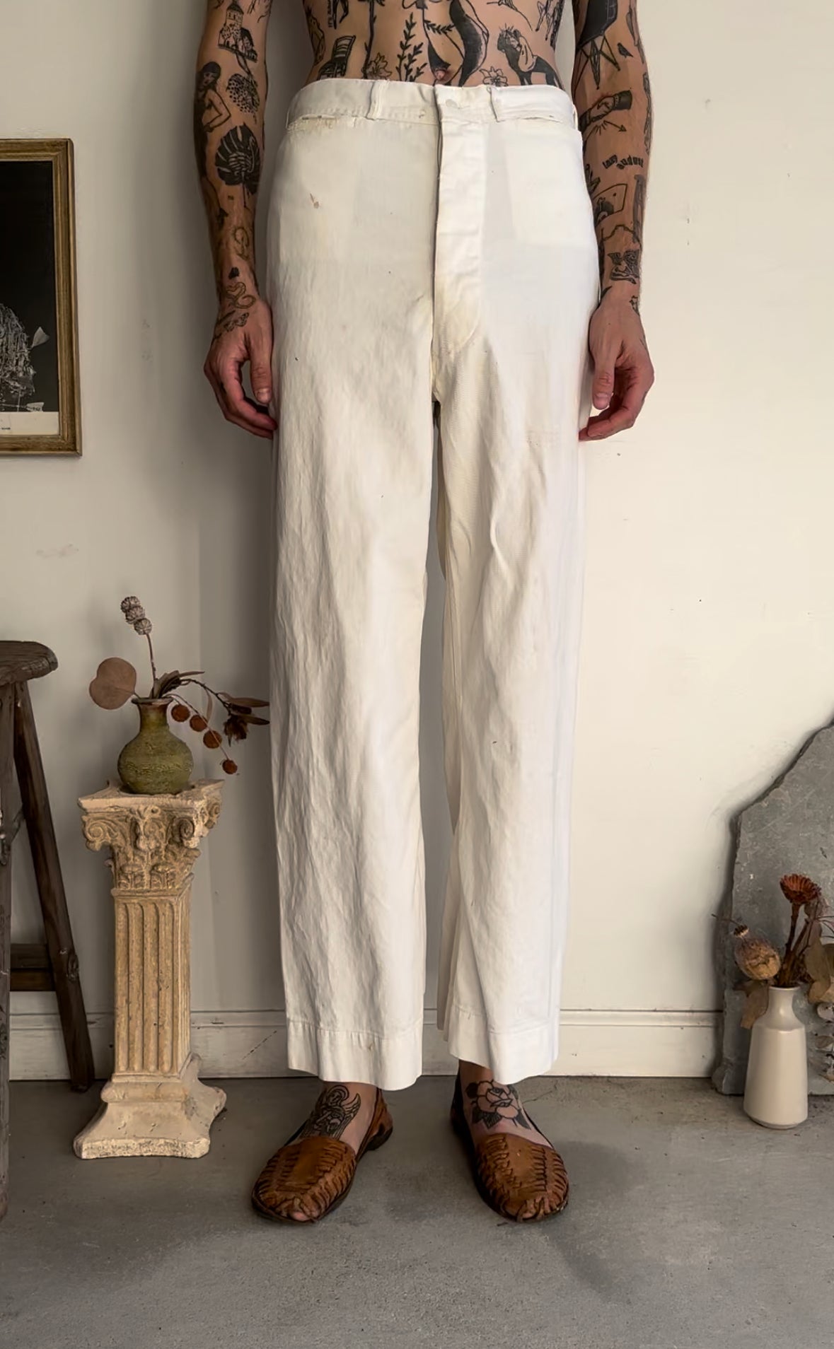 1940s White USN Trousers (30 x 30)